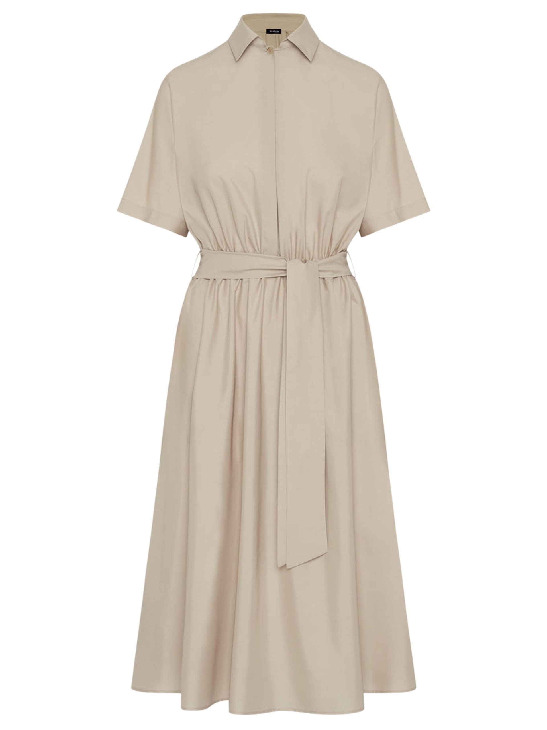 Beige Kiton midi silk shirt dress