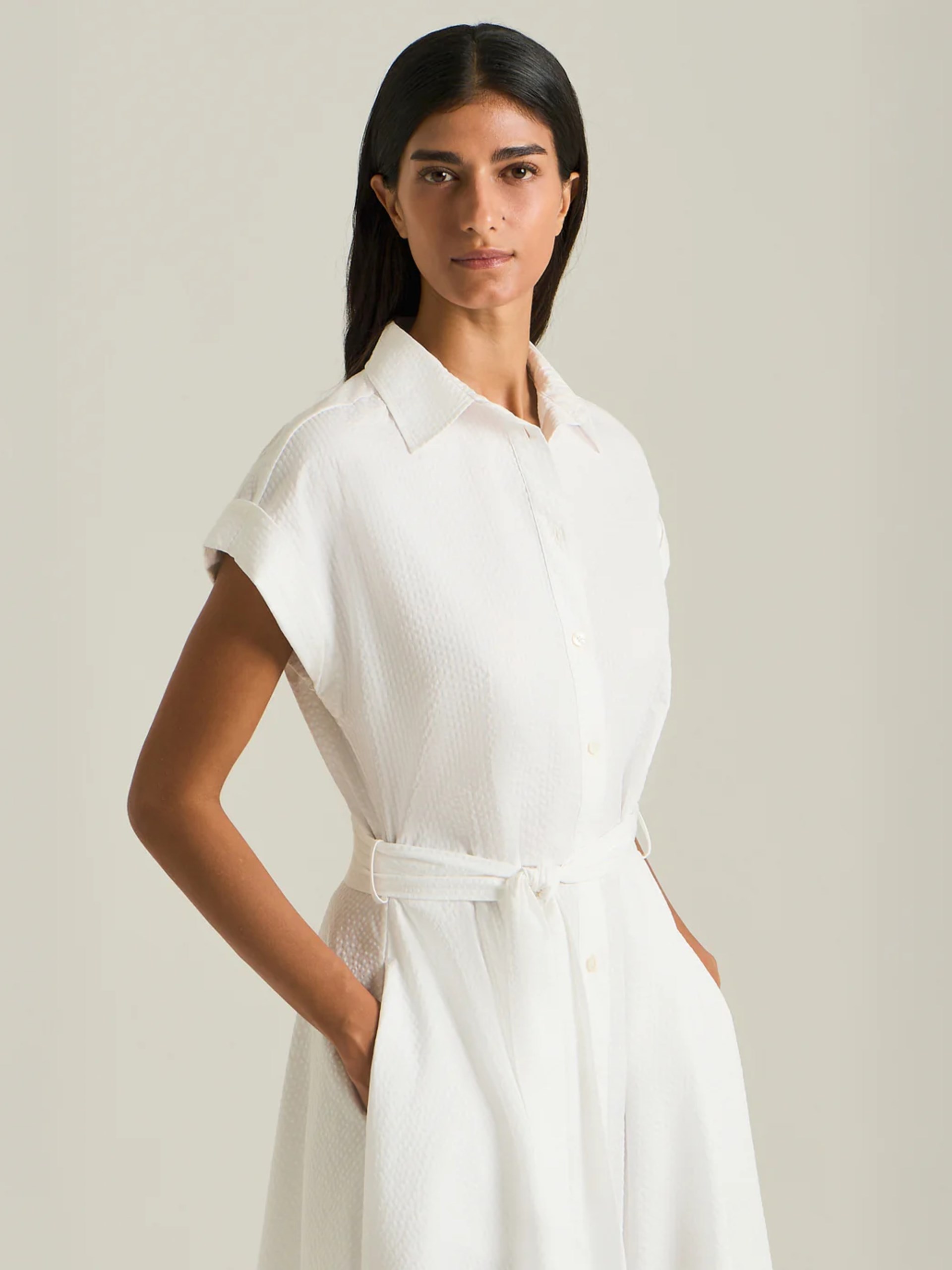 Kiton white cotton shirt dress