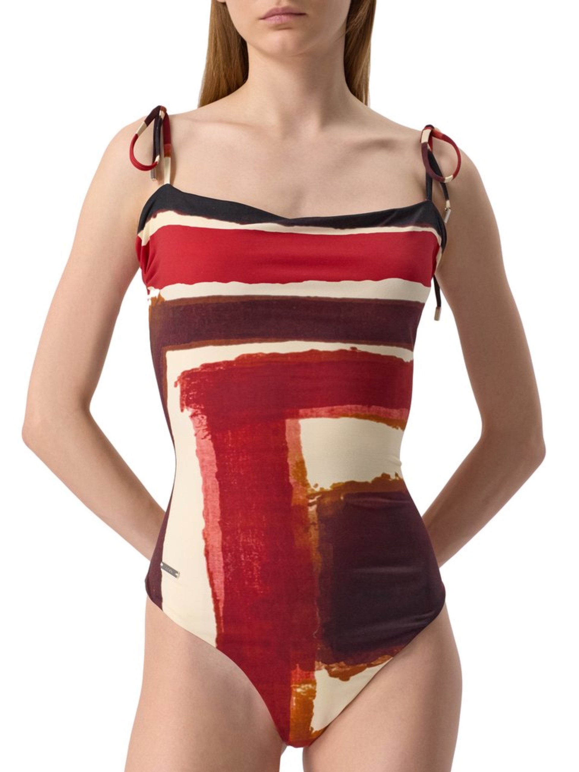 Kiton one-piece swimsuit with abstract print