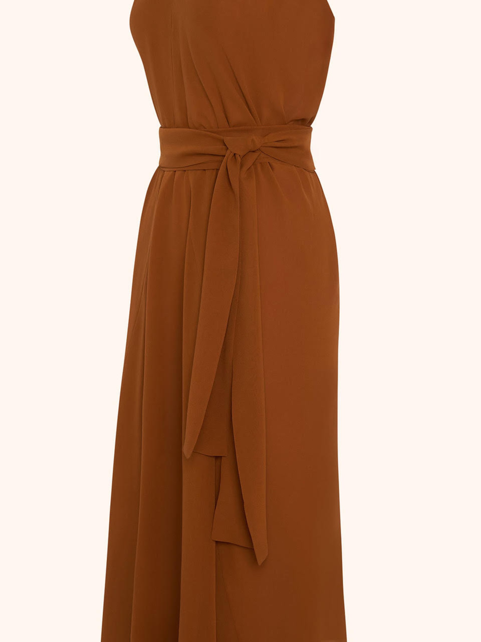 Kiton Brown Silk V-Neck Maxi Dress