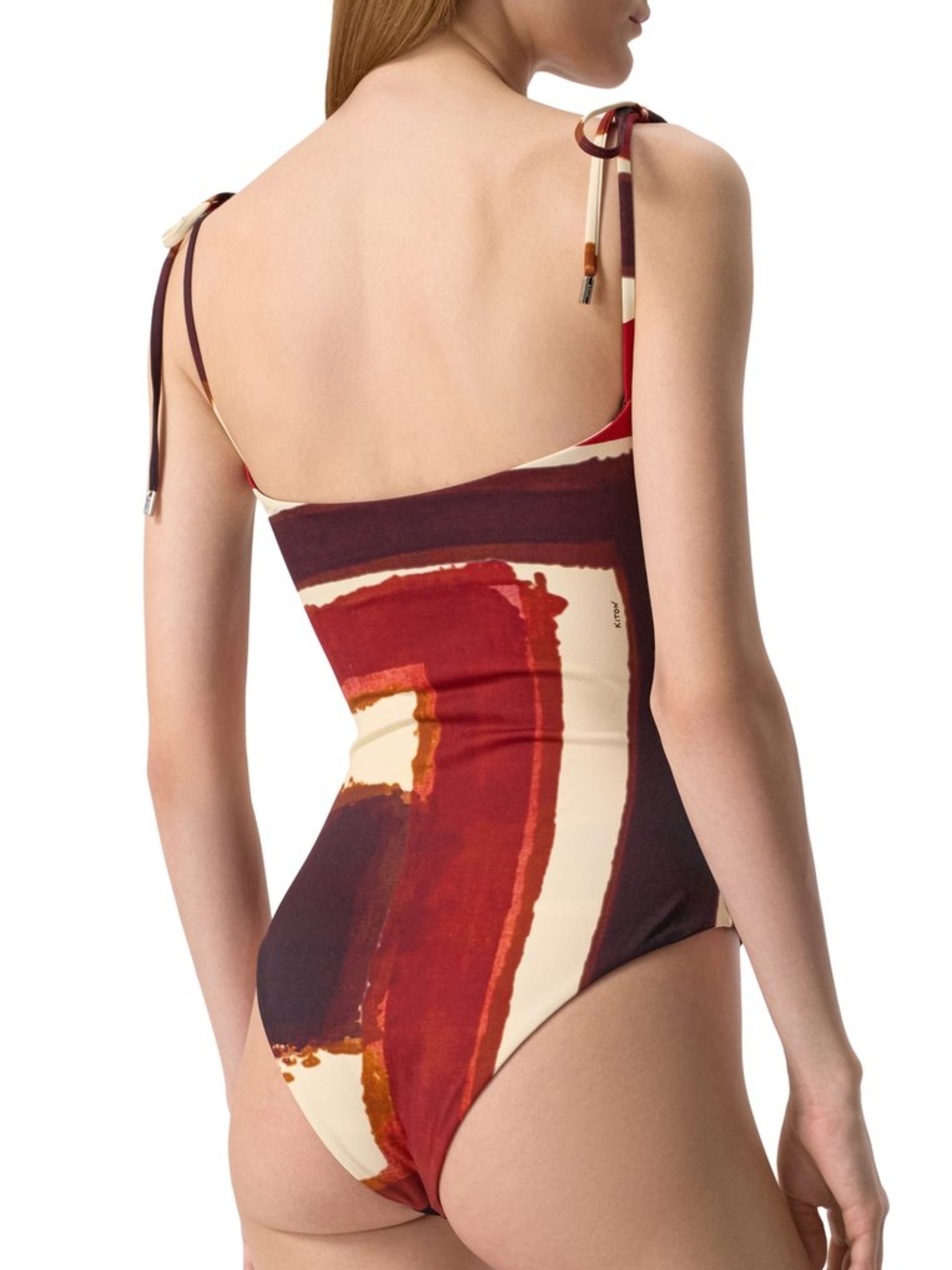Kiton one-piece swimsuit with abstract print