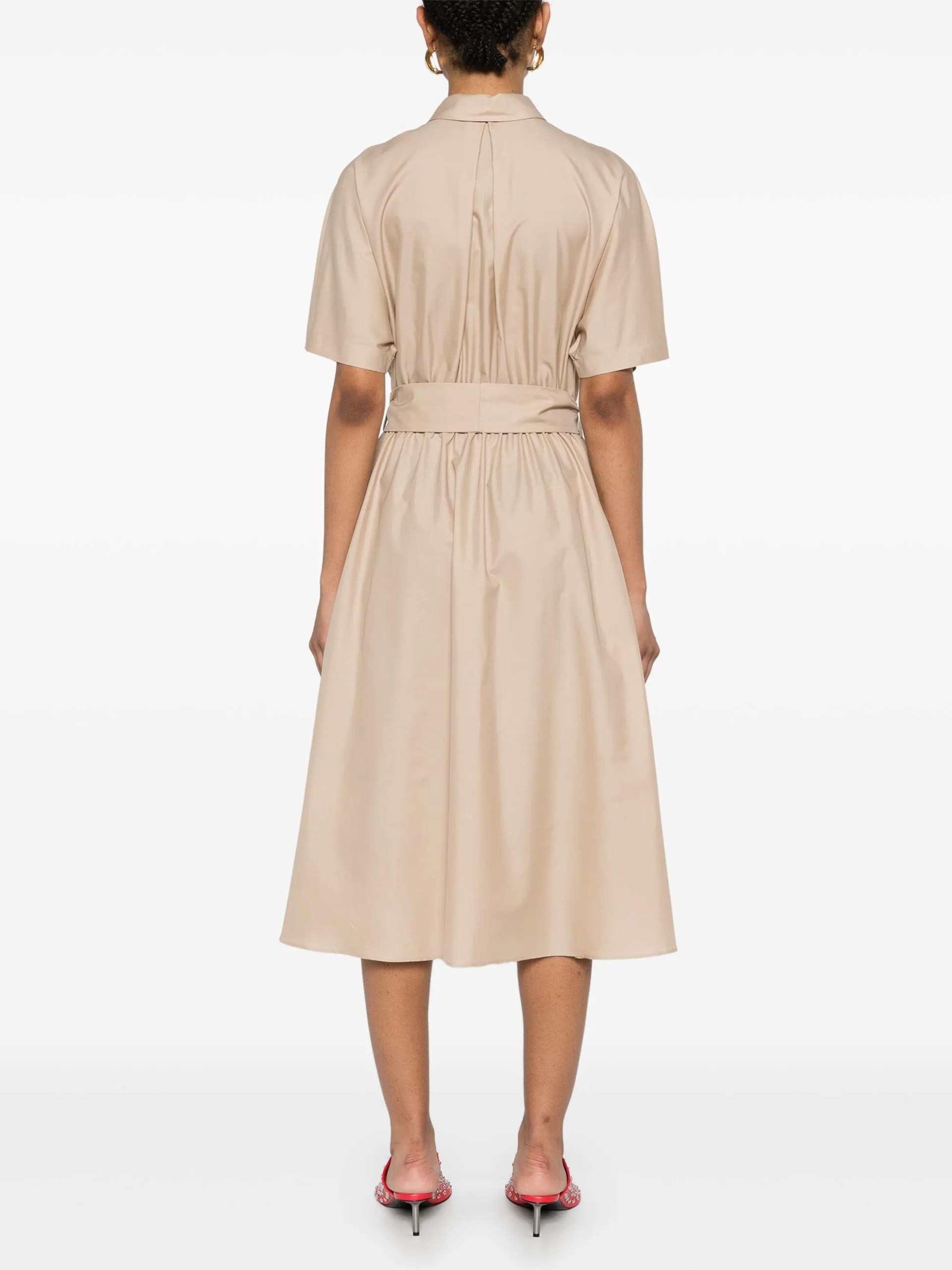 Beige Kiton midi silk shirt dress
