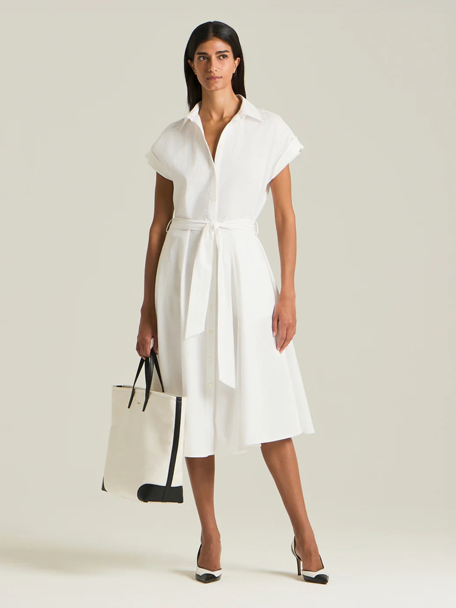 Kiton white cotton shirt dress