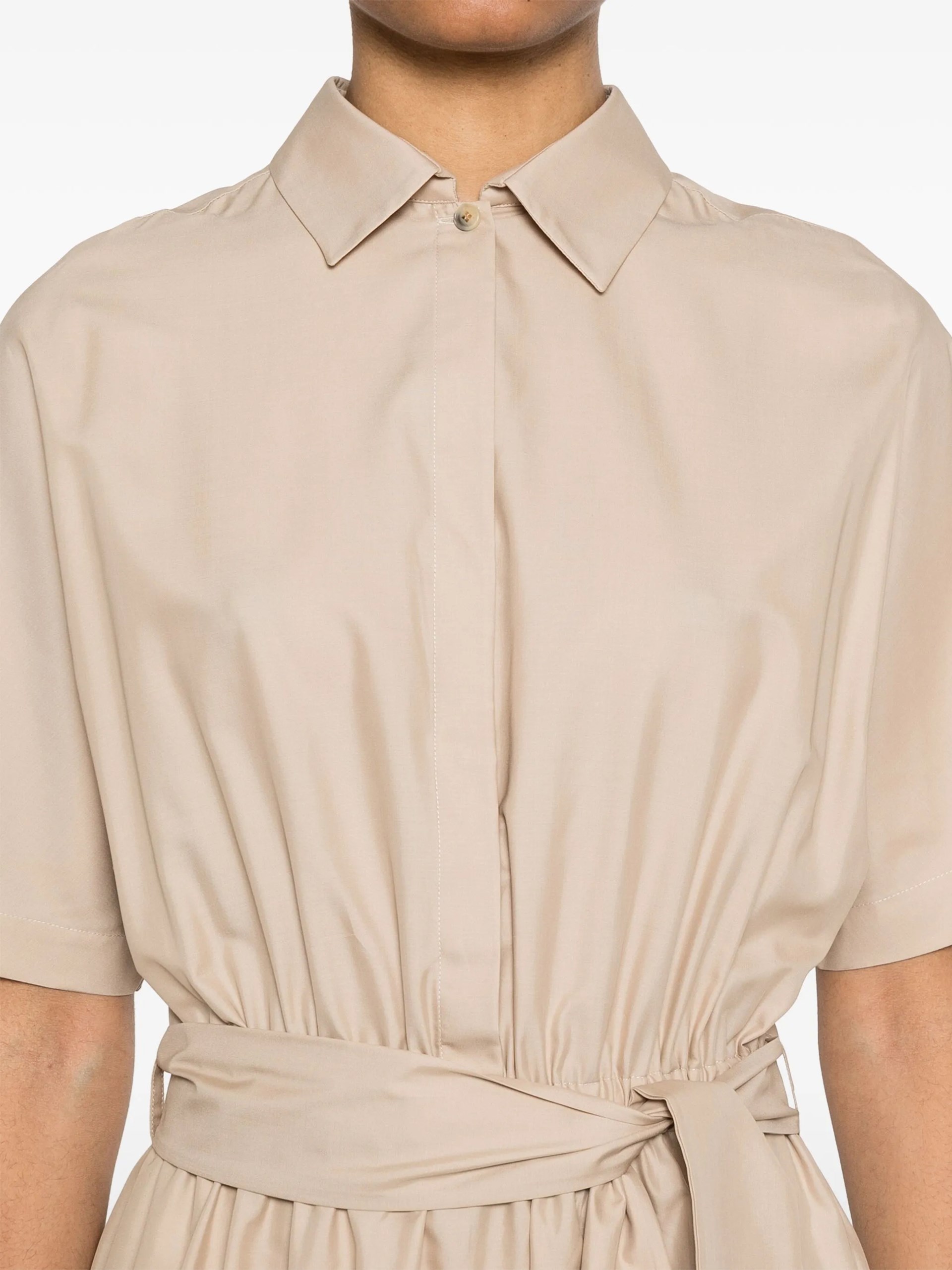 Beige Kiton midi silk shirt dress