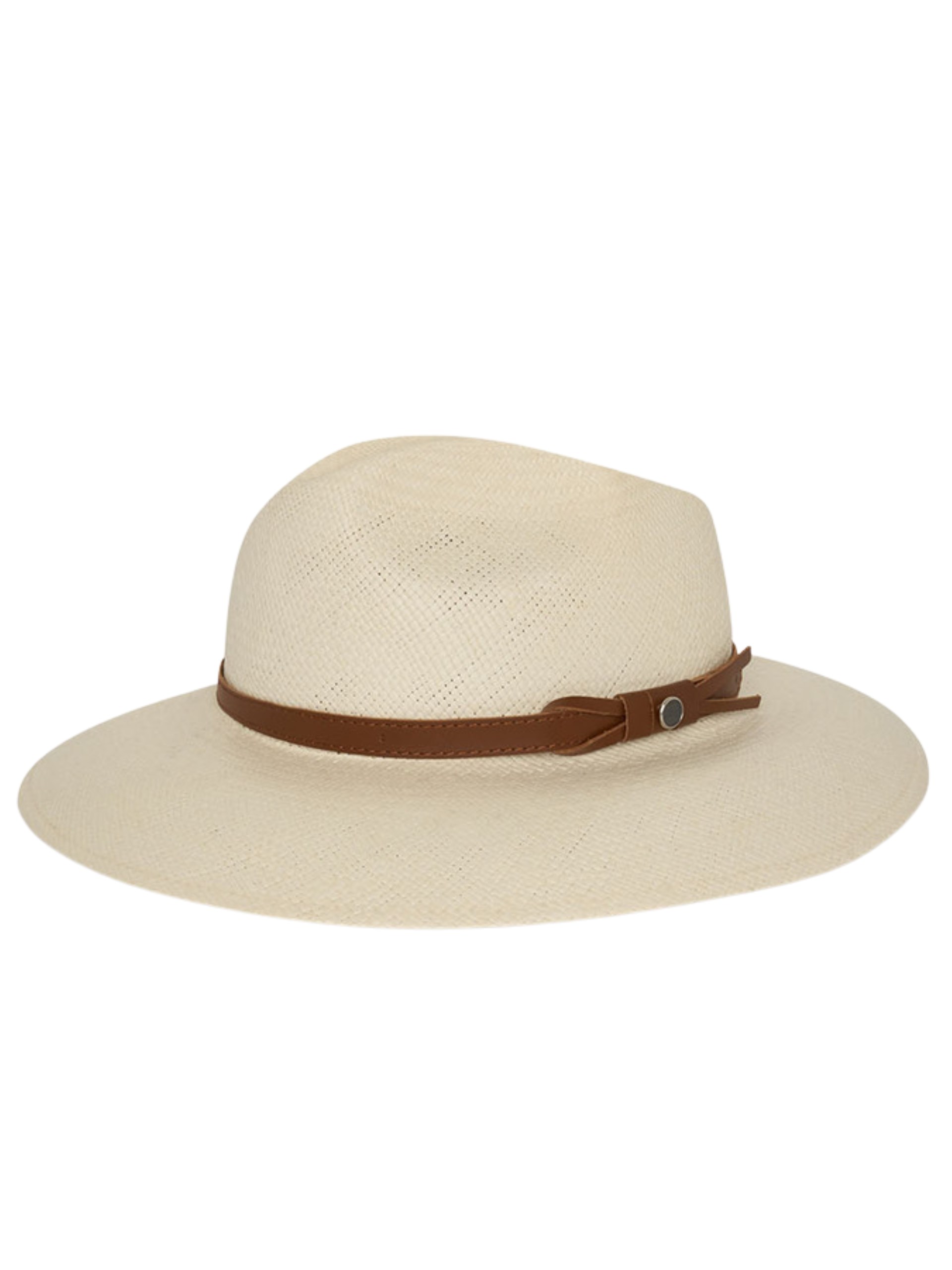 Ivory Kiton straw hat with leather strap