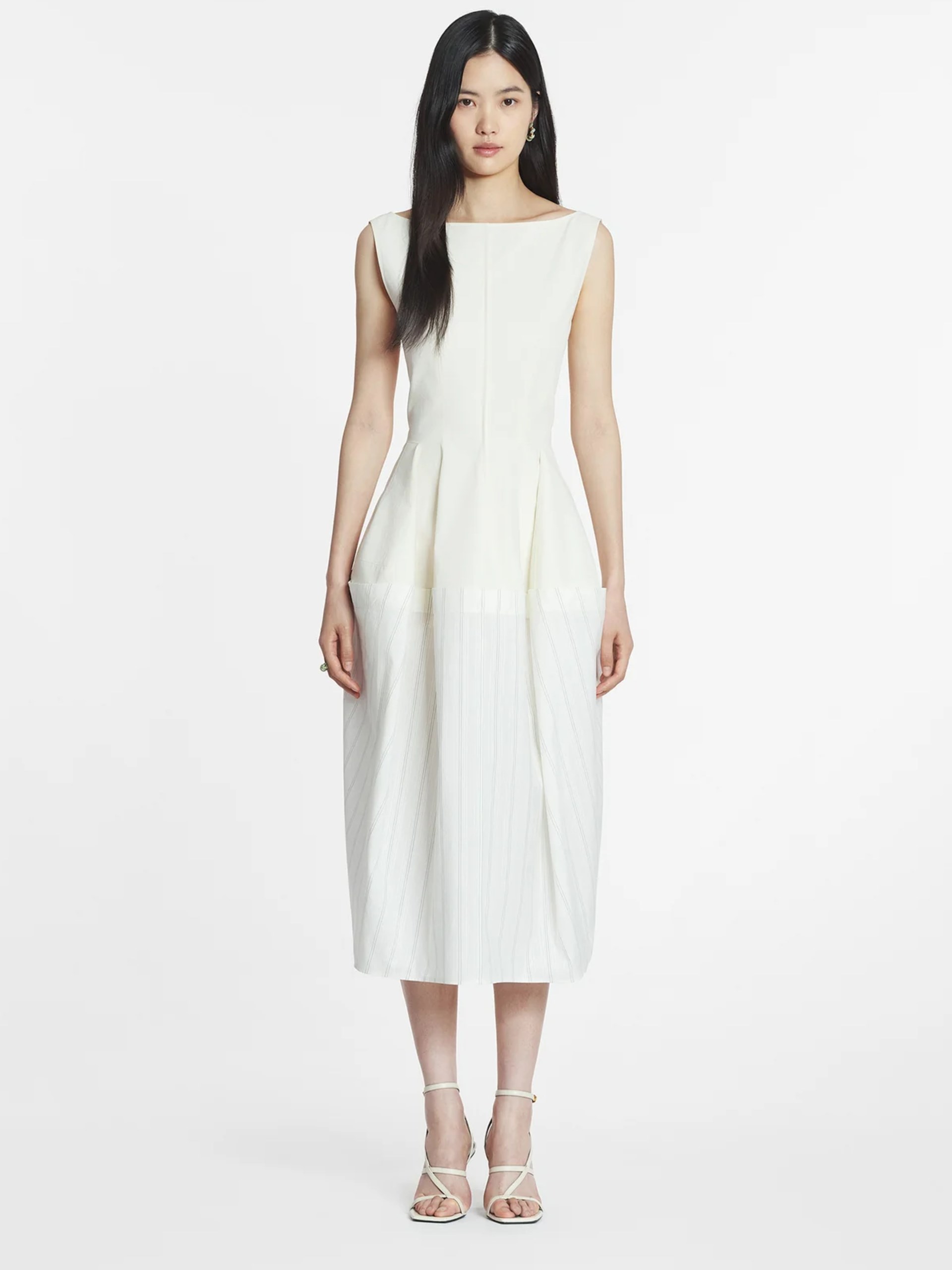 Lanvin white cotton peplum dress