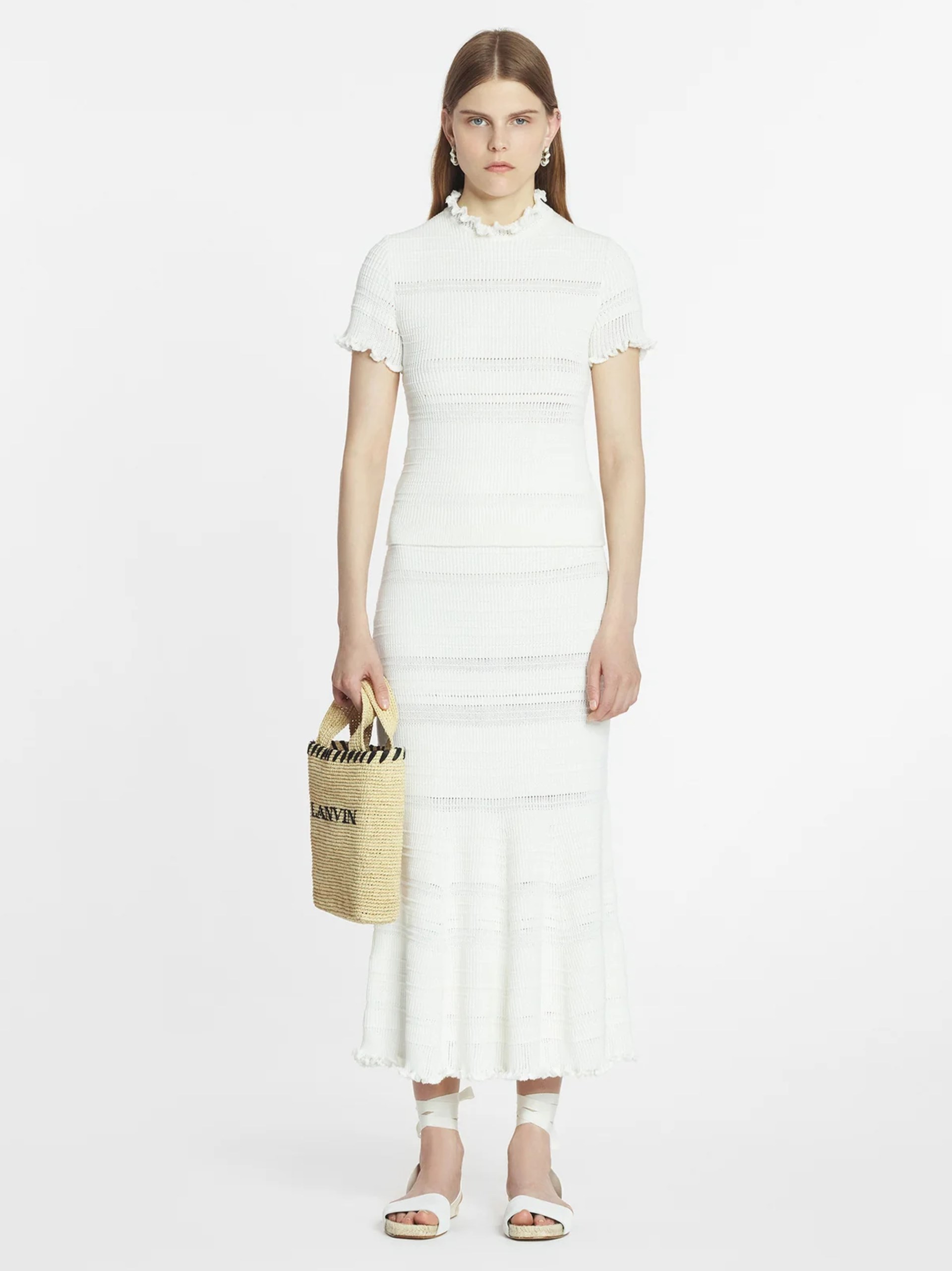 Білий в`язаний топ Lanvin з бавовни