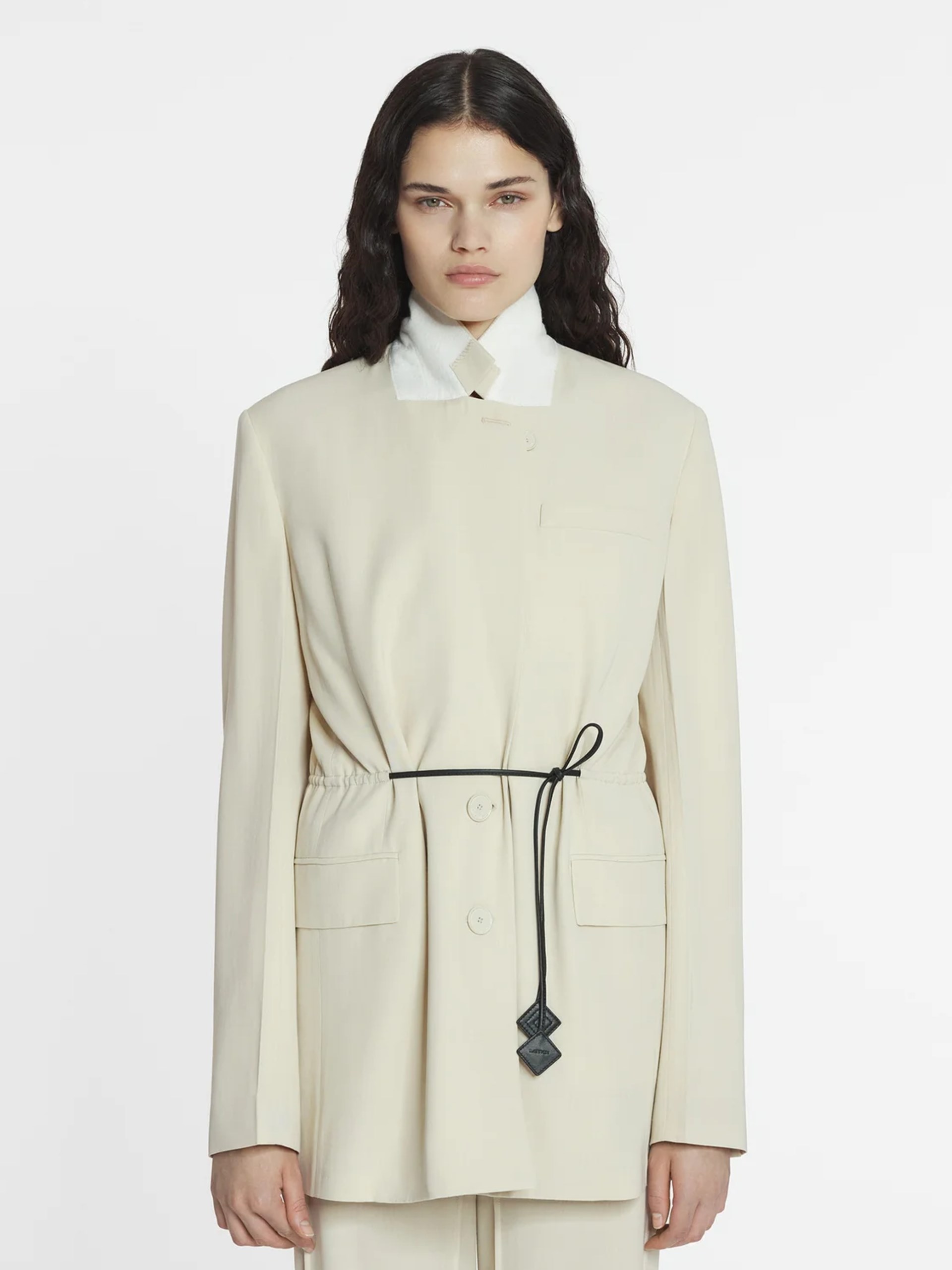 Lanvin light beige single-breasted jacket with belt