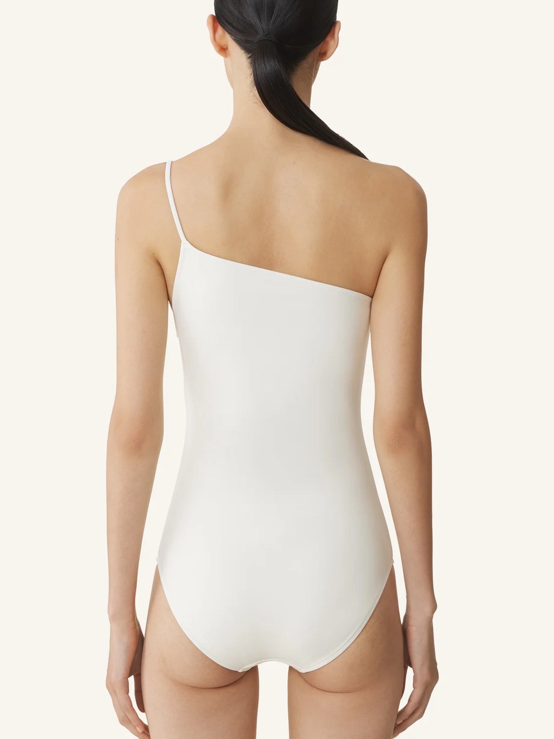 Lanvin one-piece asymmetric swimsuit in white