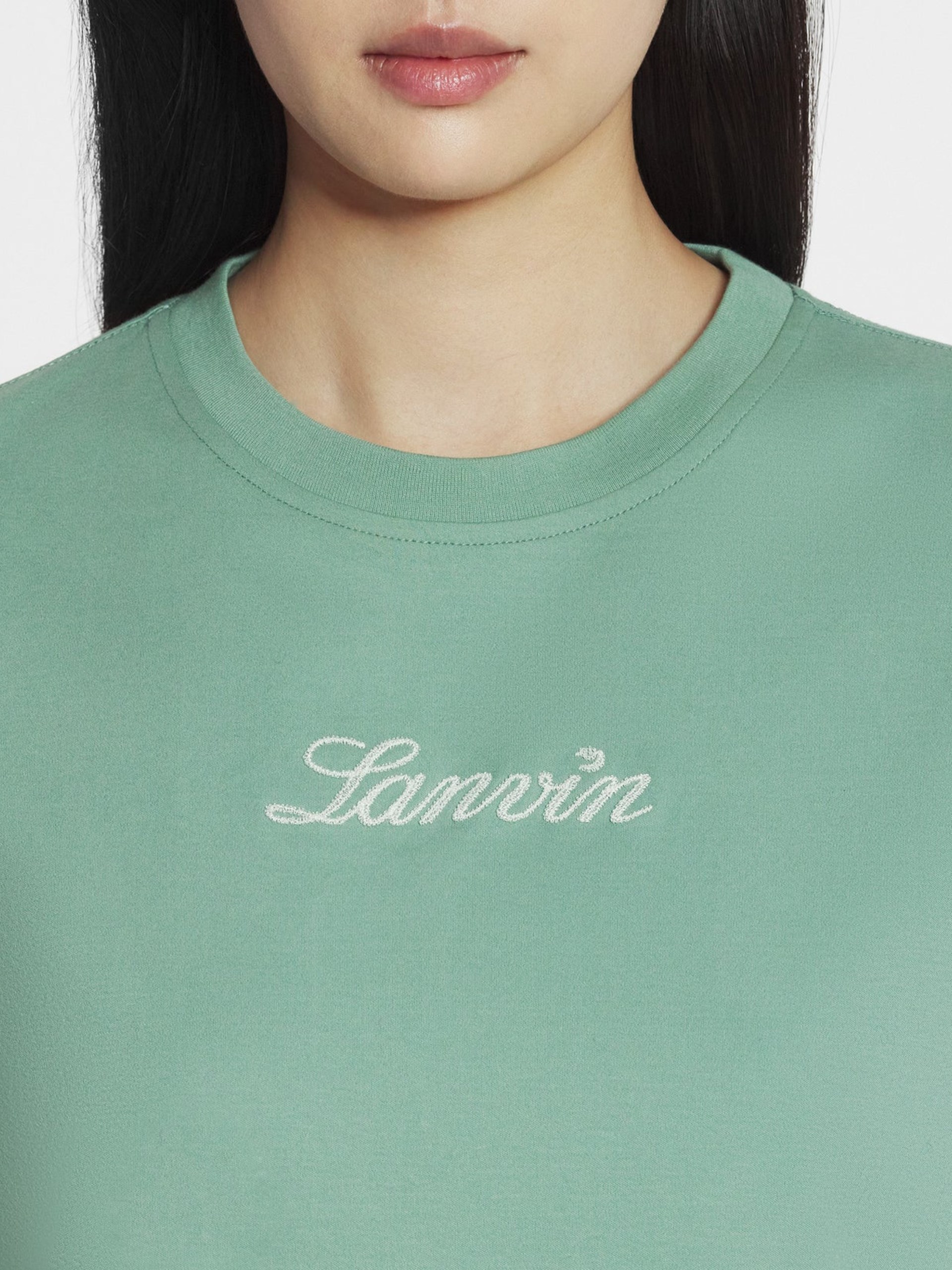 Lanvin mint t-shirt with contrast embroidery