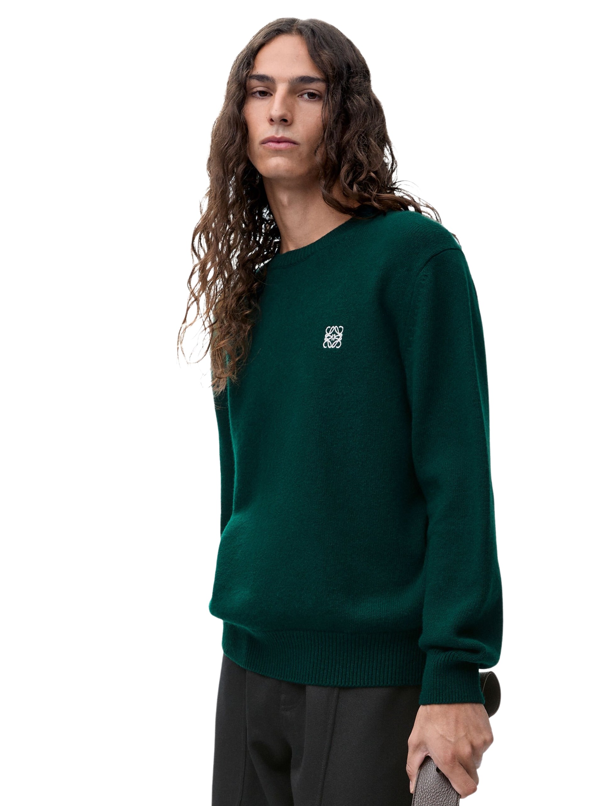 Men's dark green Loewe Anagram wool sweater