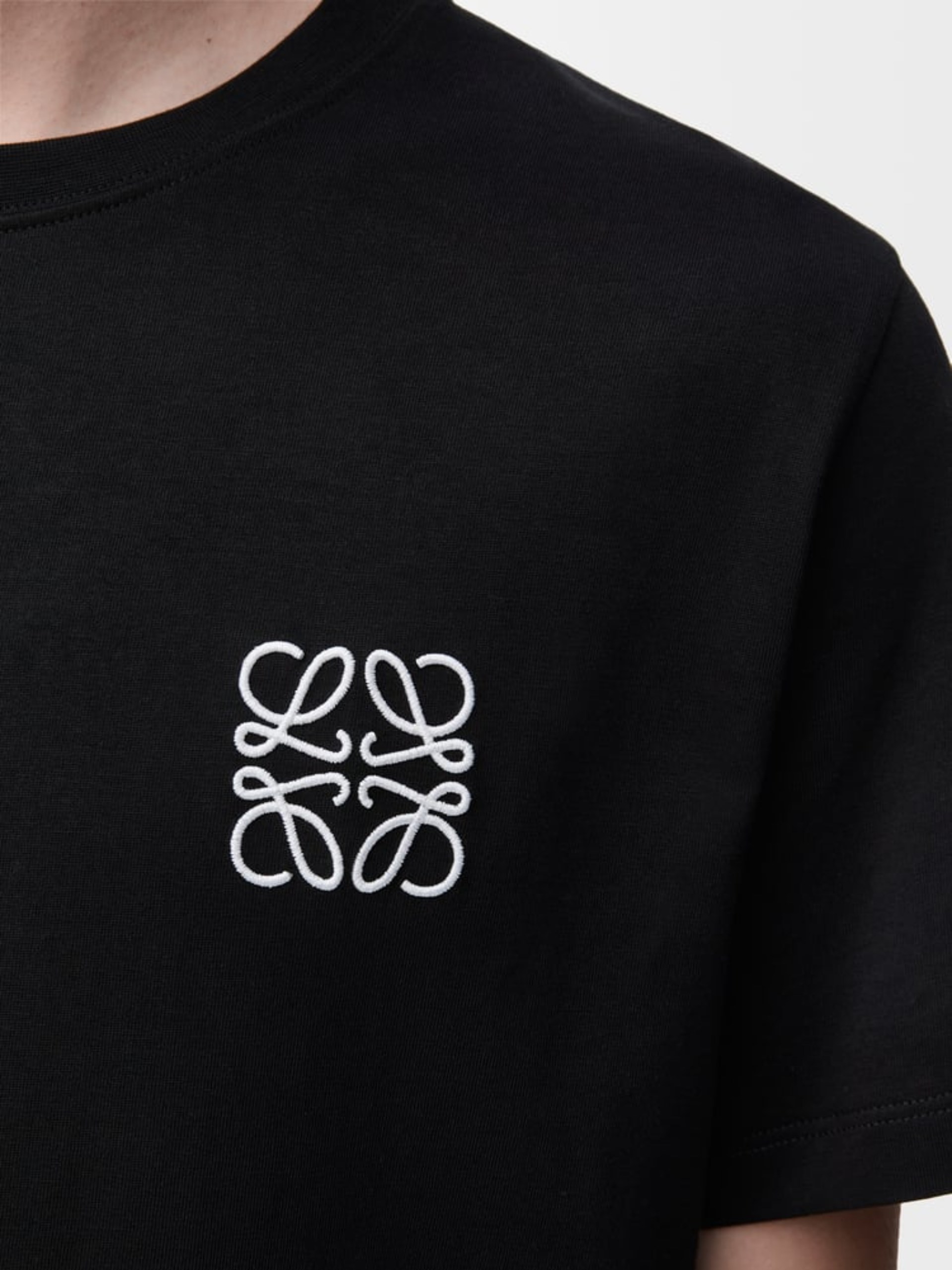Loewe black unisex T-shirt with embroidered Anagram logo