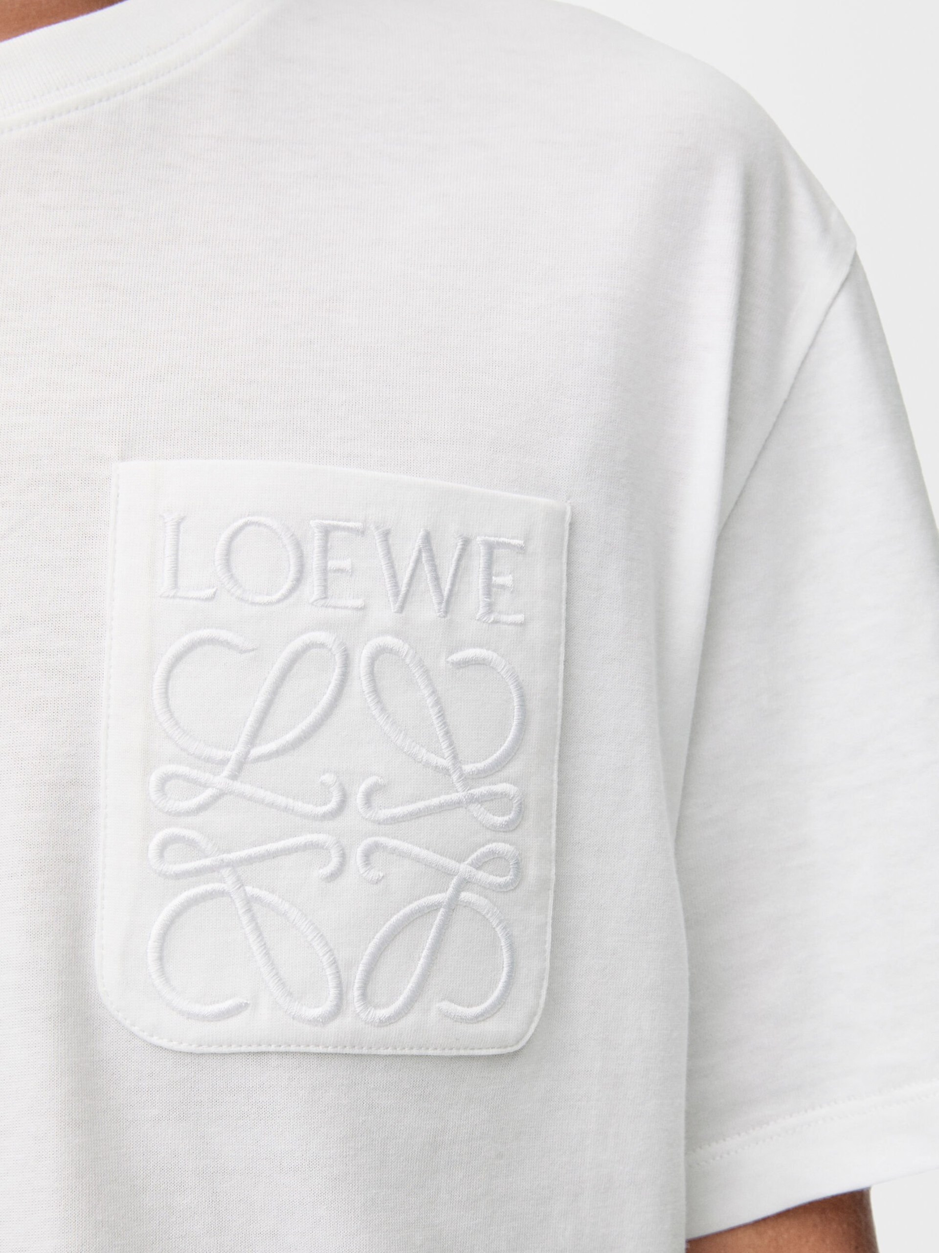 Loewe unisex white T-shirt with tonal embroidered Anagram logo