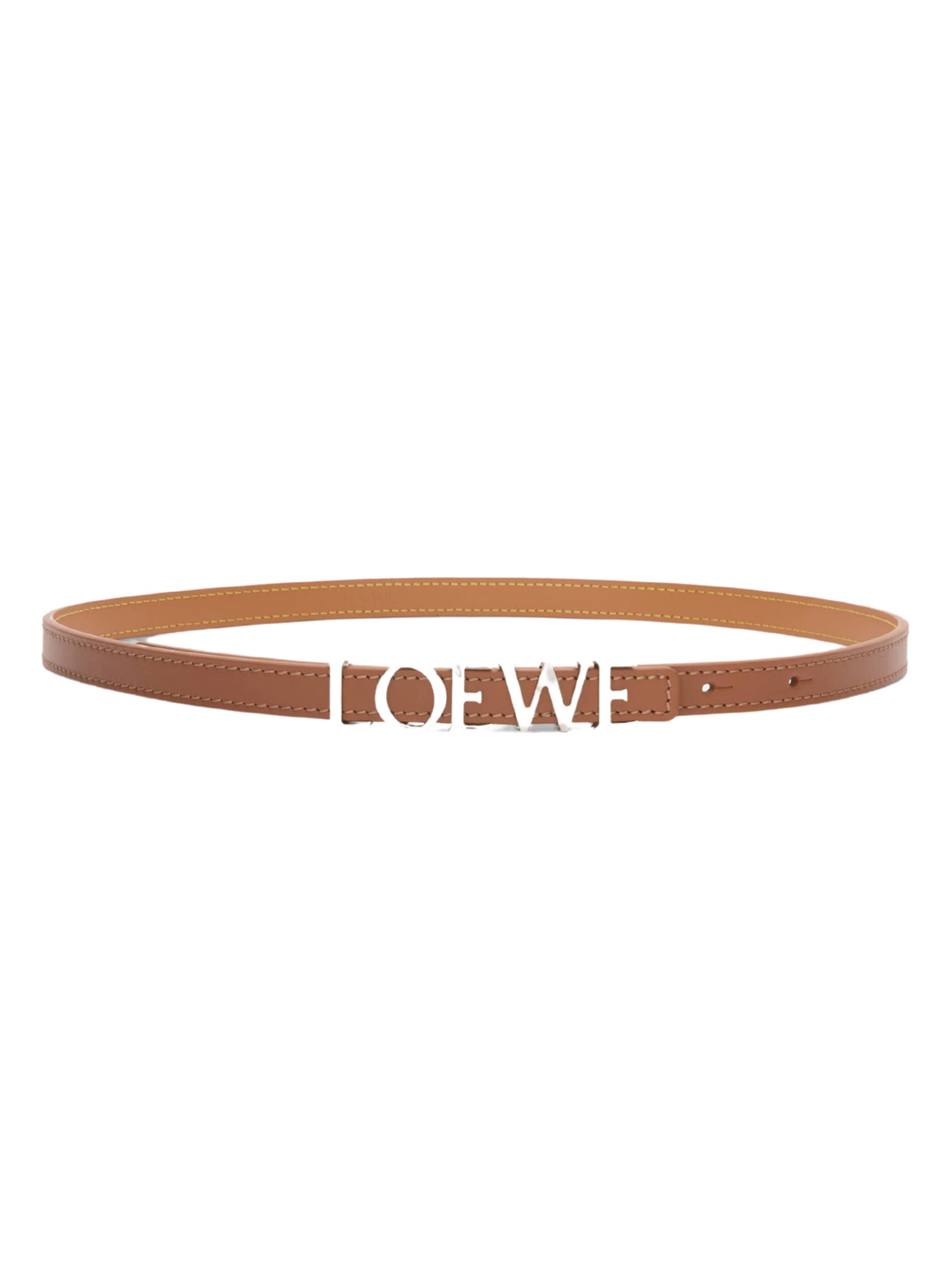 Коричневий ремінь Loewe з сріблястою пряжкою
