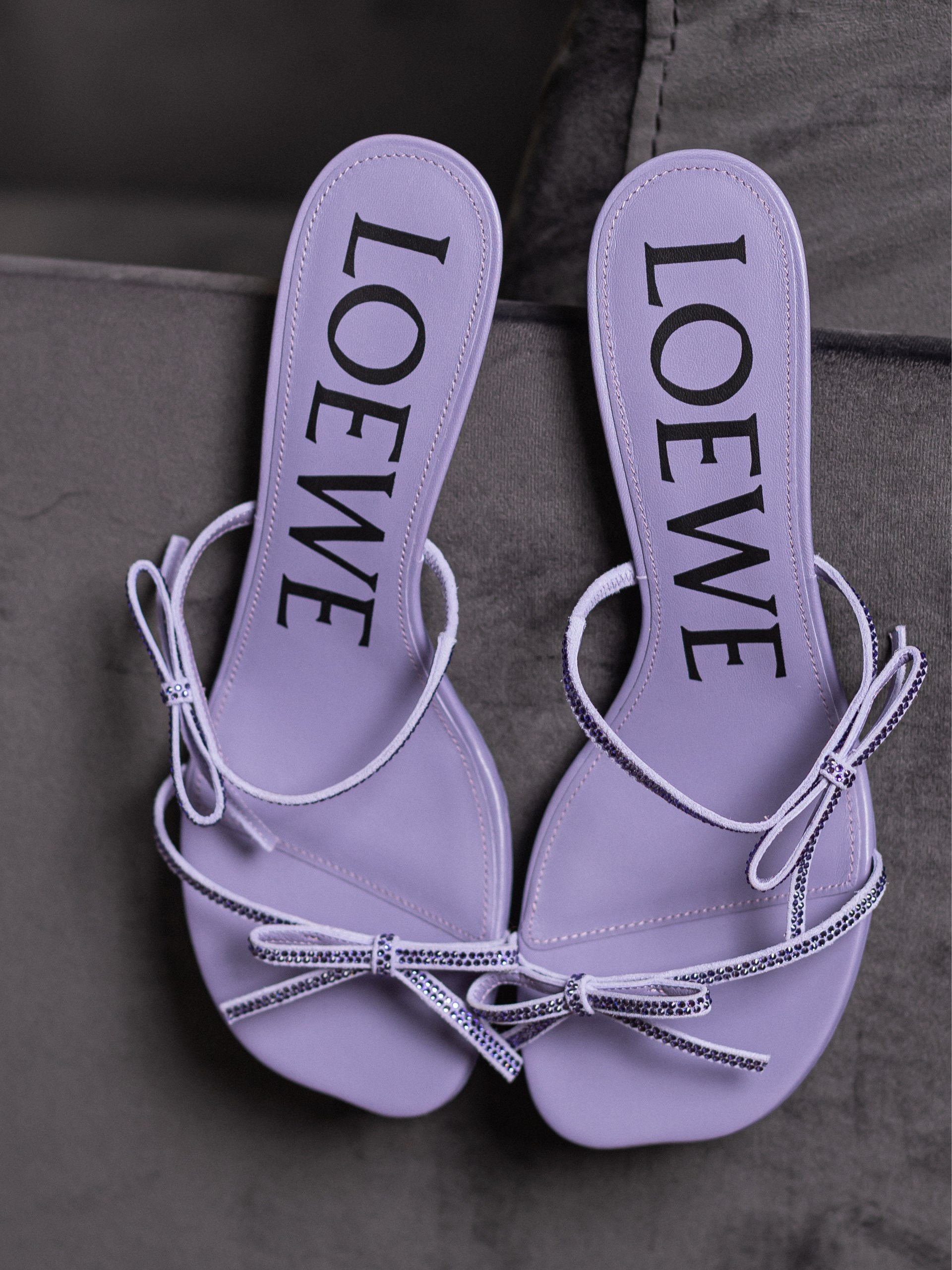 Loewe soft purple sandals with rhinestones