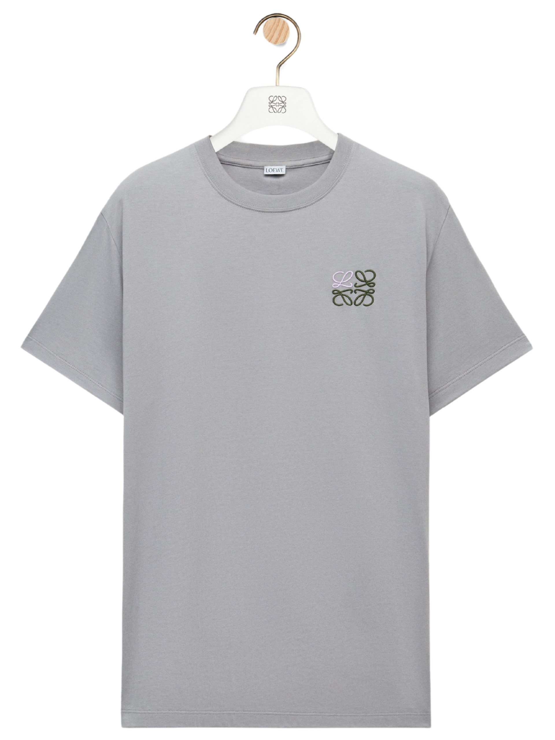Loewe unisex grey T-shirt with contrast embroidered Anagram logo