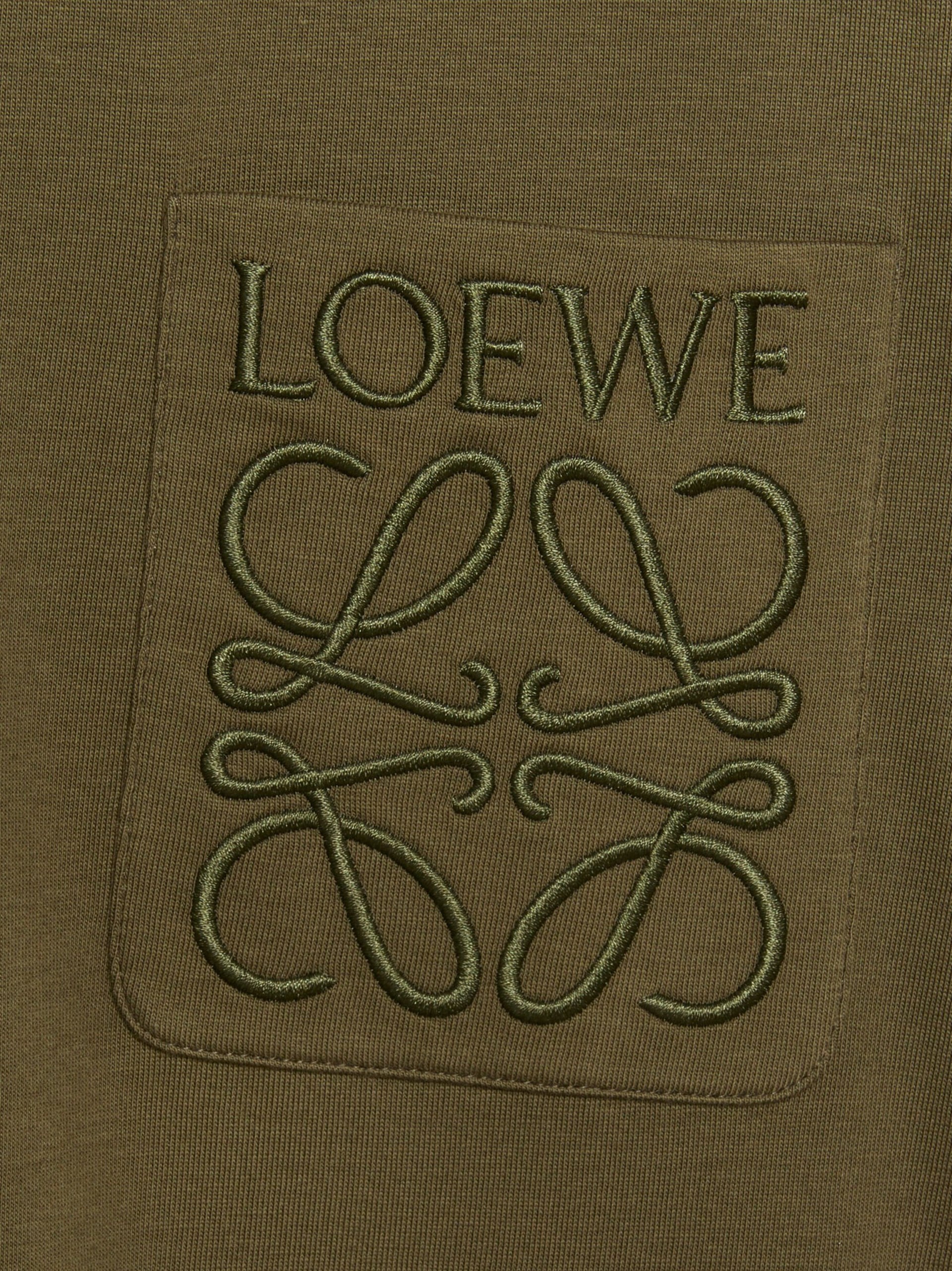 Loewe unisex khaki t-shirt with tonal Anagram embroidered logo
