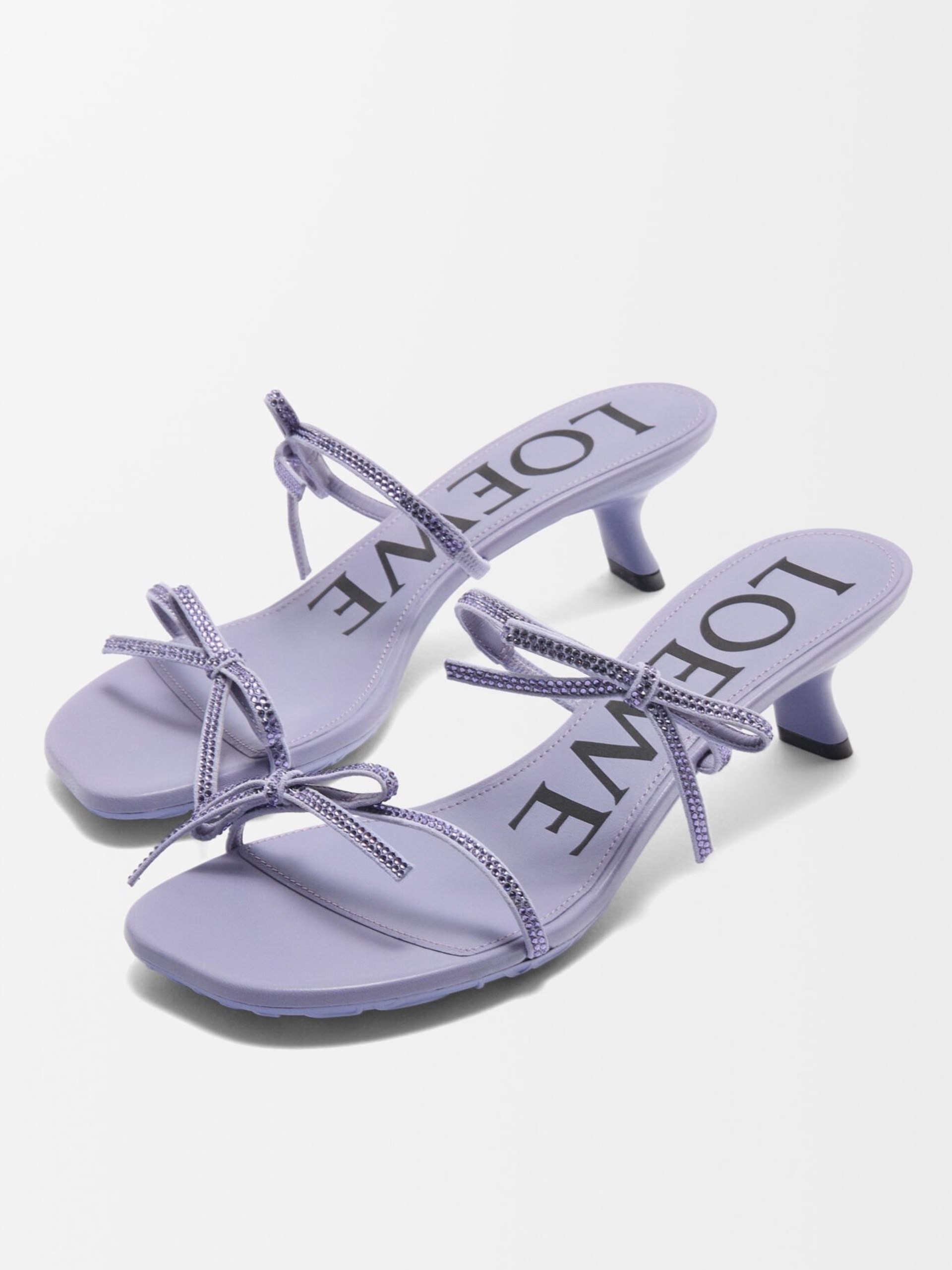 Loewe soft purple sandals with rhinestones