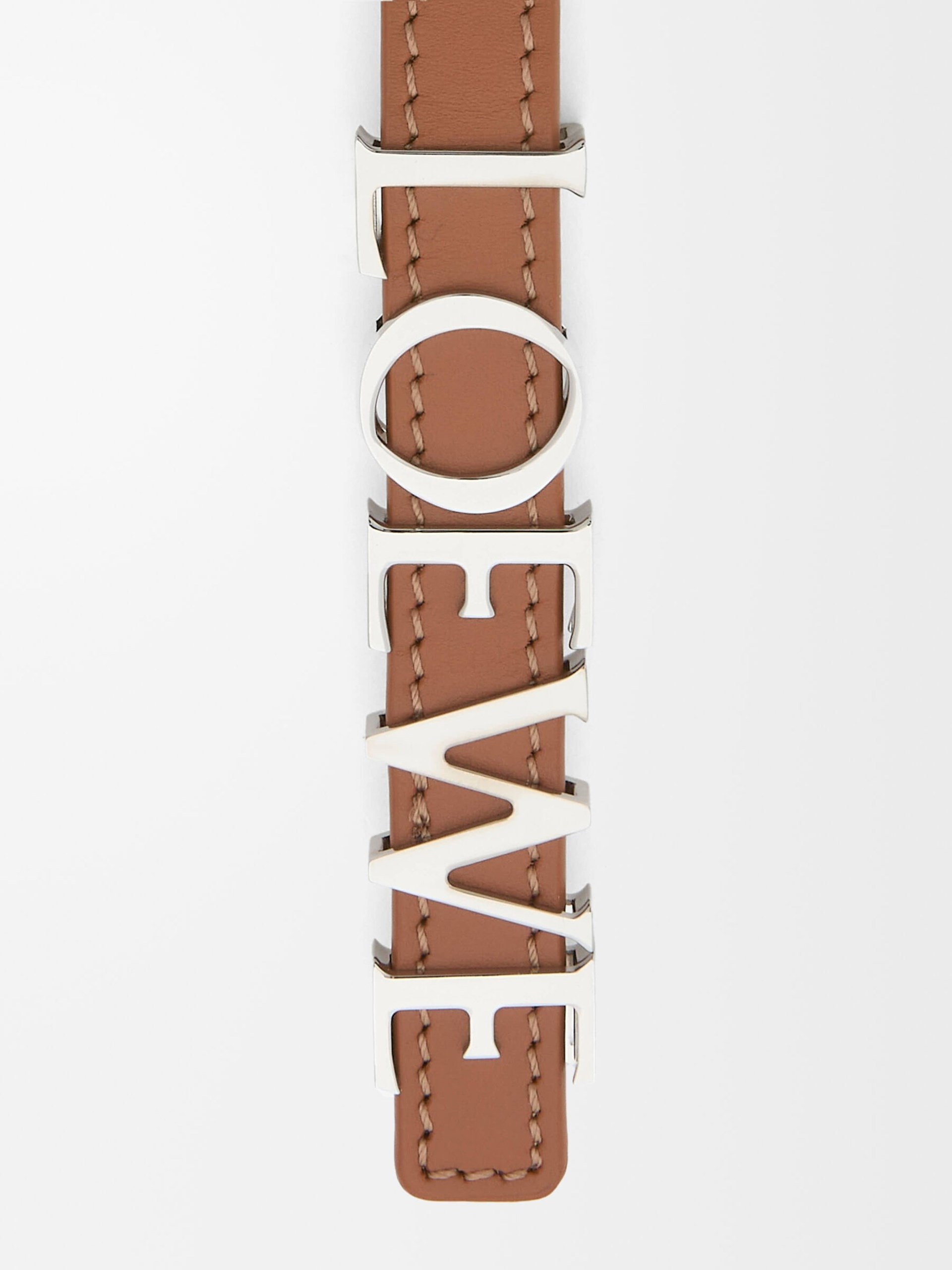 Коричневий ремінь Loewe з сріблястою пряжкою