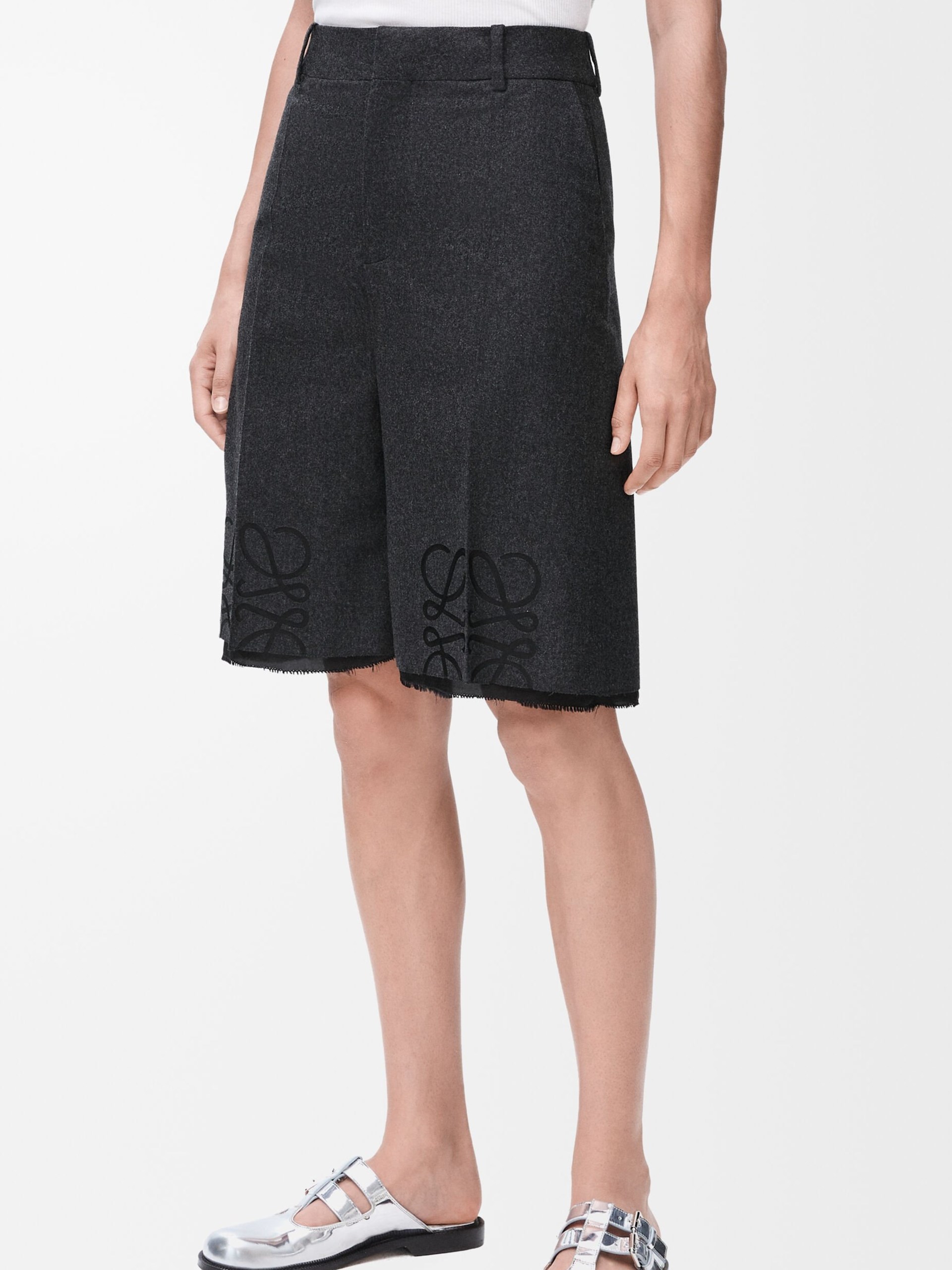 Loewe dark grey bermuda shorts with Anagram logo on the knees
