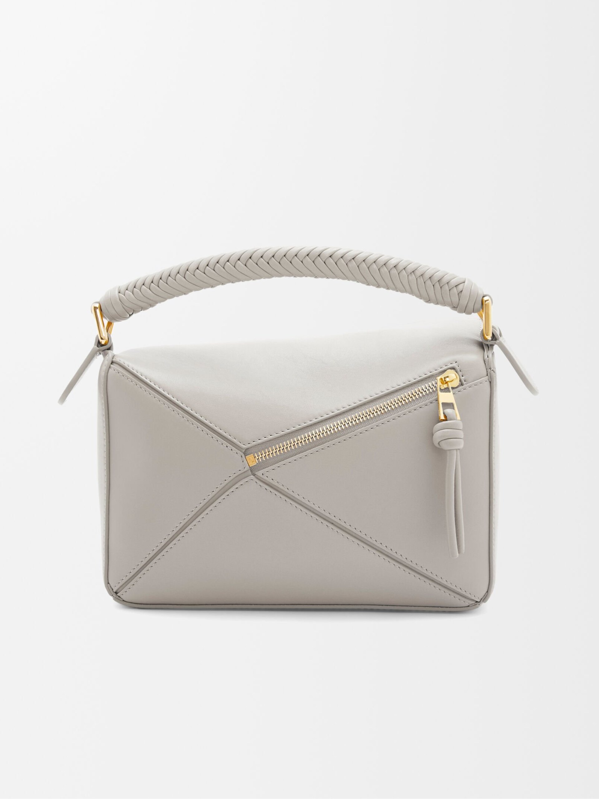 Сіра шкіряна сумка Loewe Puzzle Small з жакардовим ременем