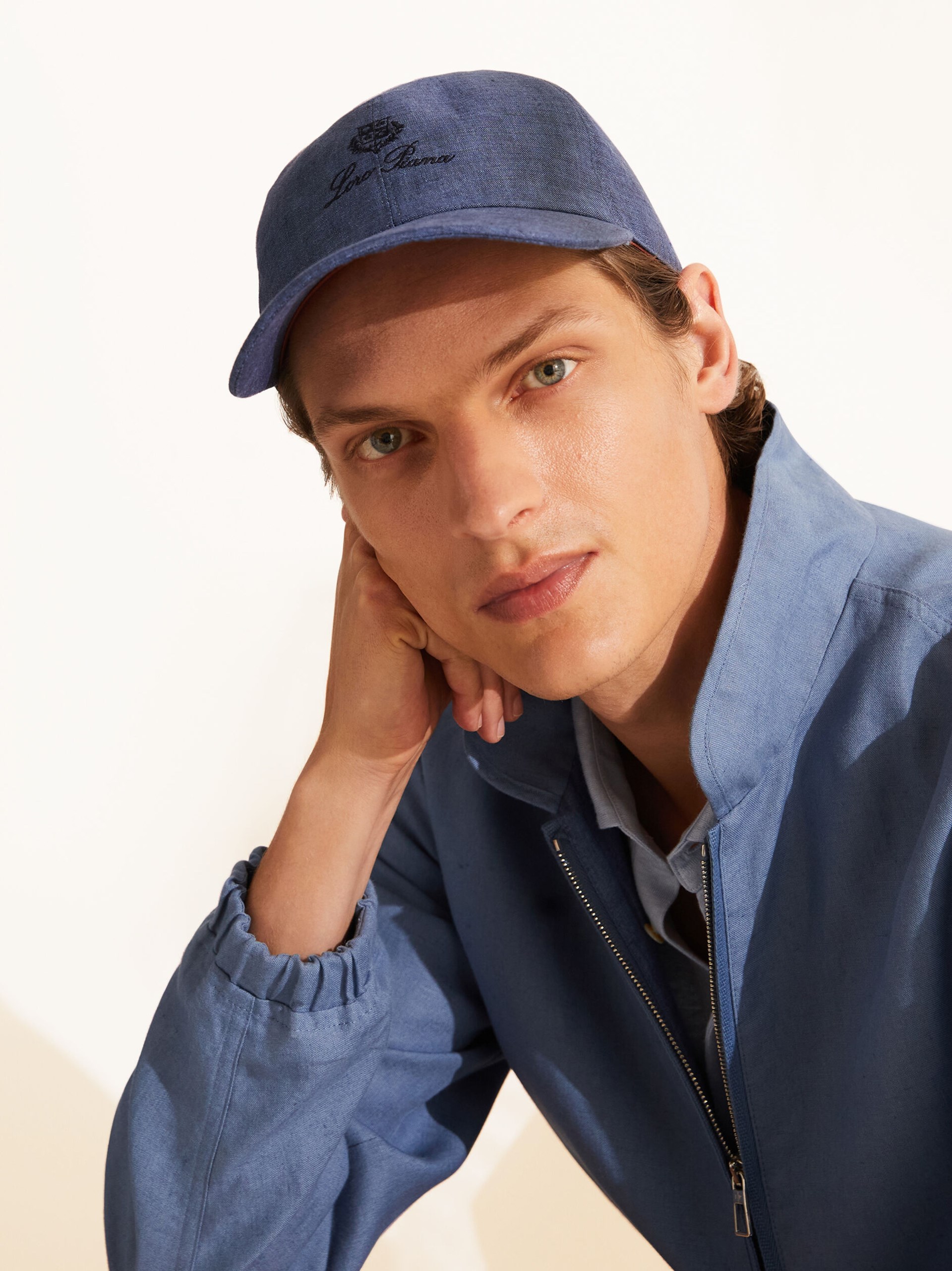 Чоловіча синя кепка Loro Piana з льону