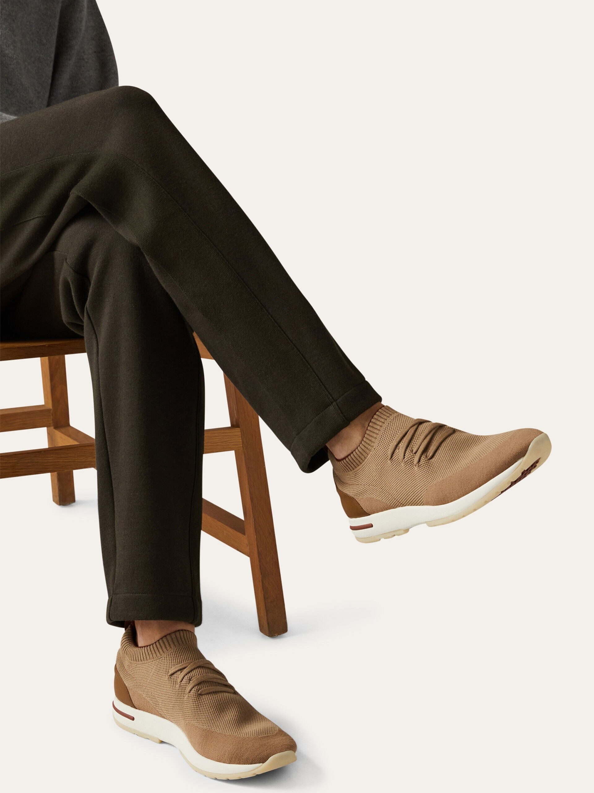 Чоловічі бежеві кросівки Loro Piana 360 Flexy Walk з комбінованих тканин