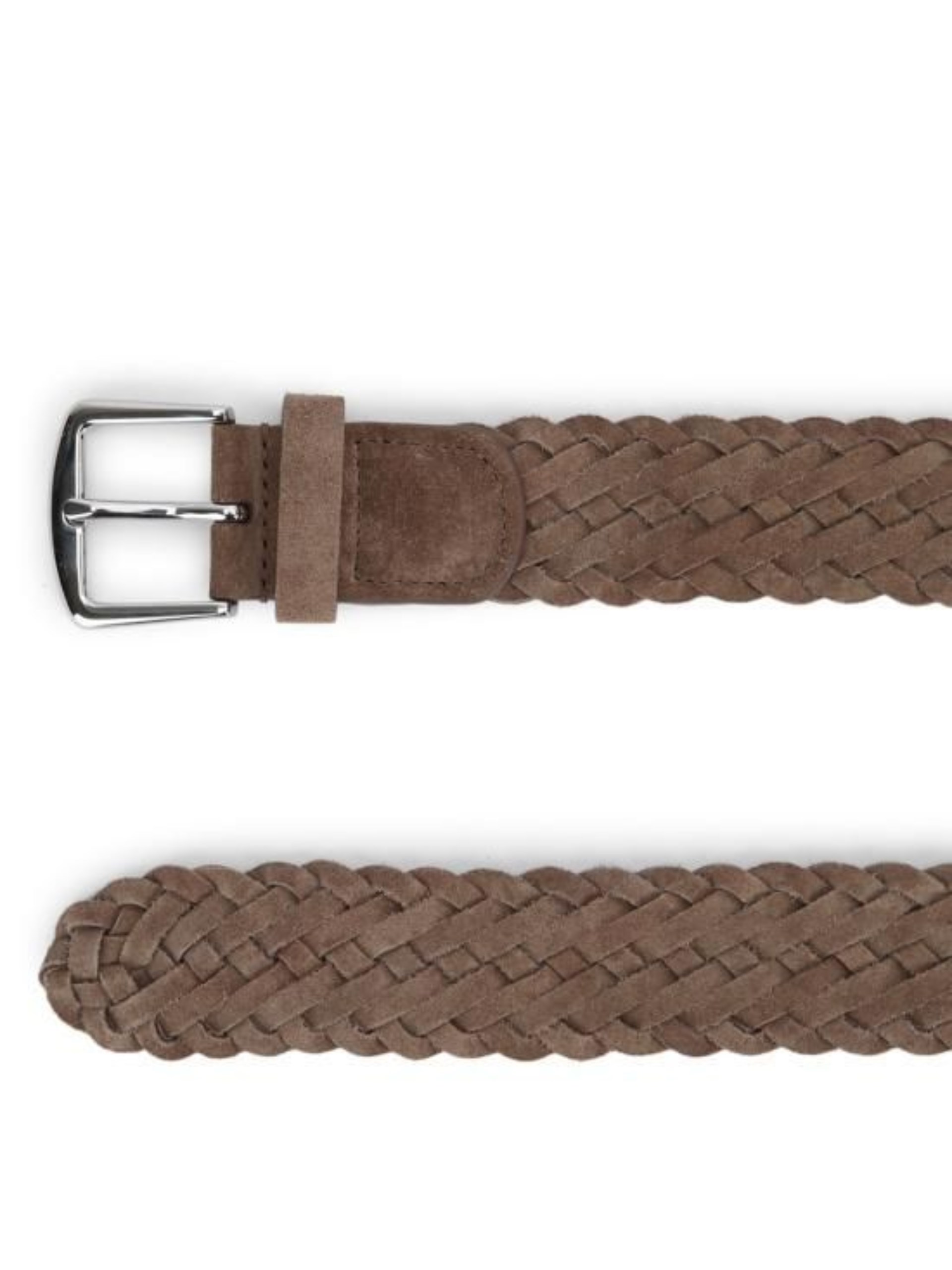 Men's dark brown Loro Piana woven suede belt