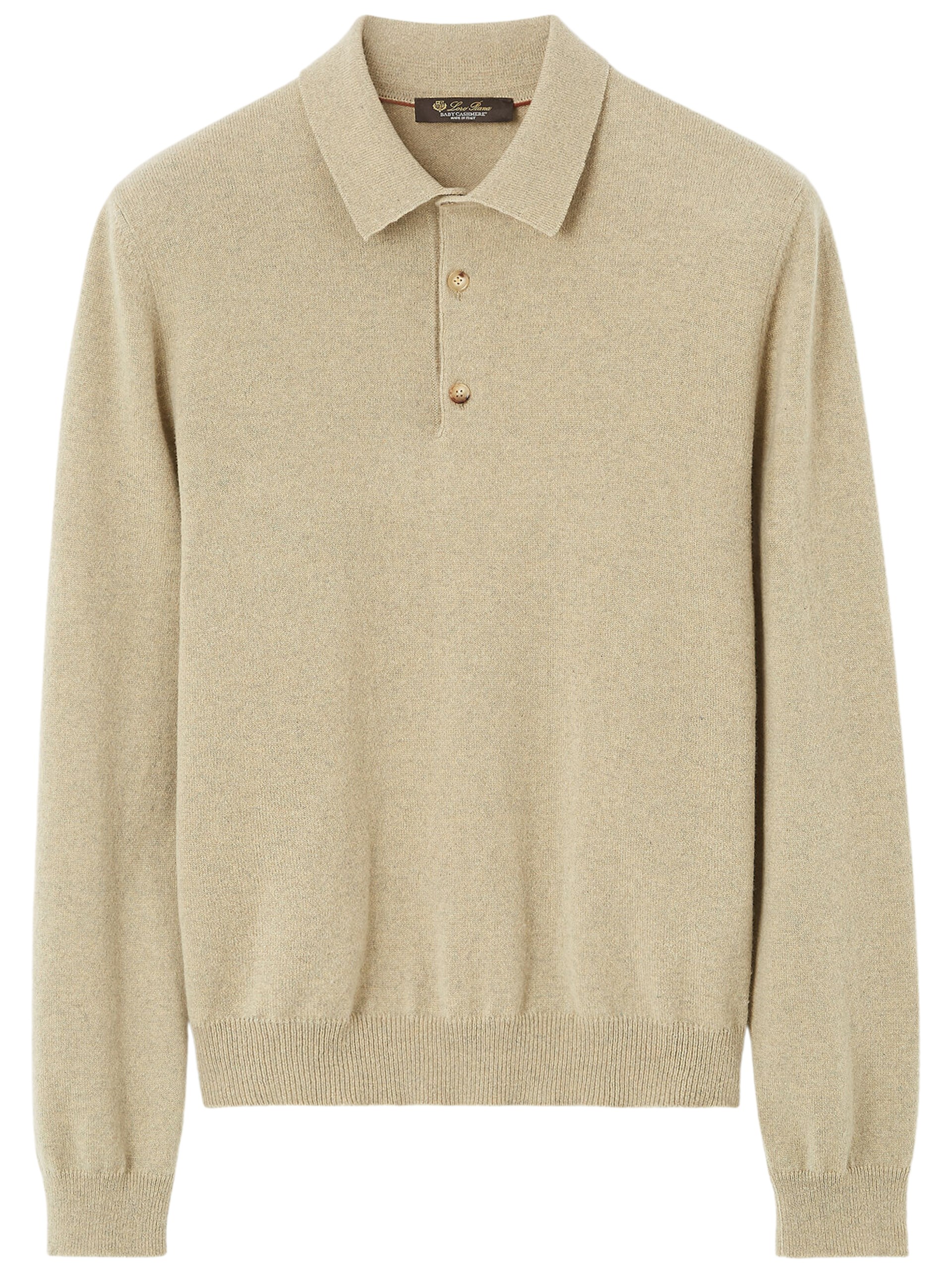 Men's beige Loro Piana Arona cashmere polo shirt
