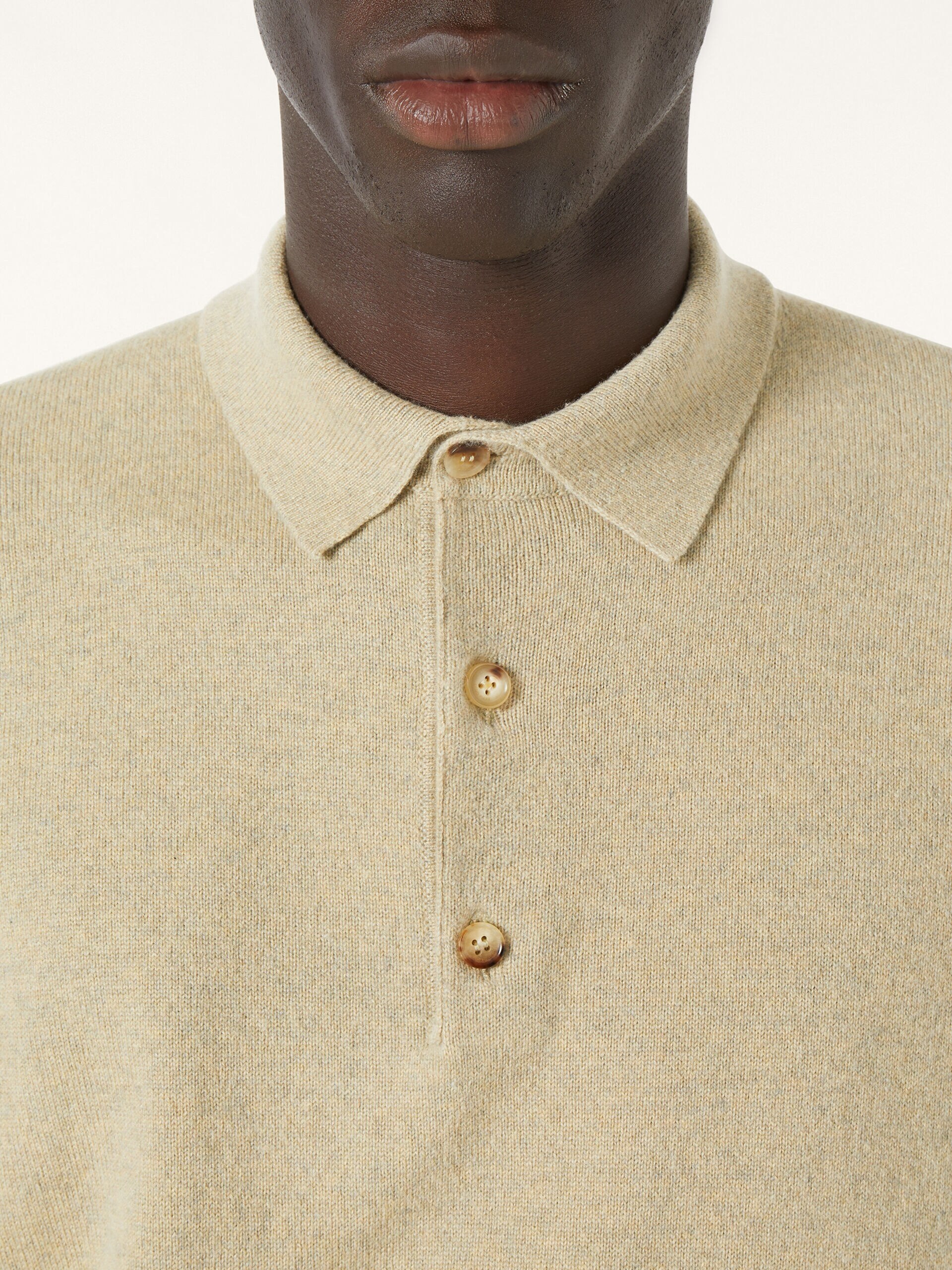 Men's beige Loro Piana Arona cashmere polo shirt