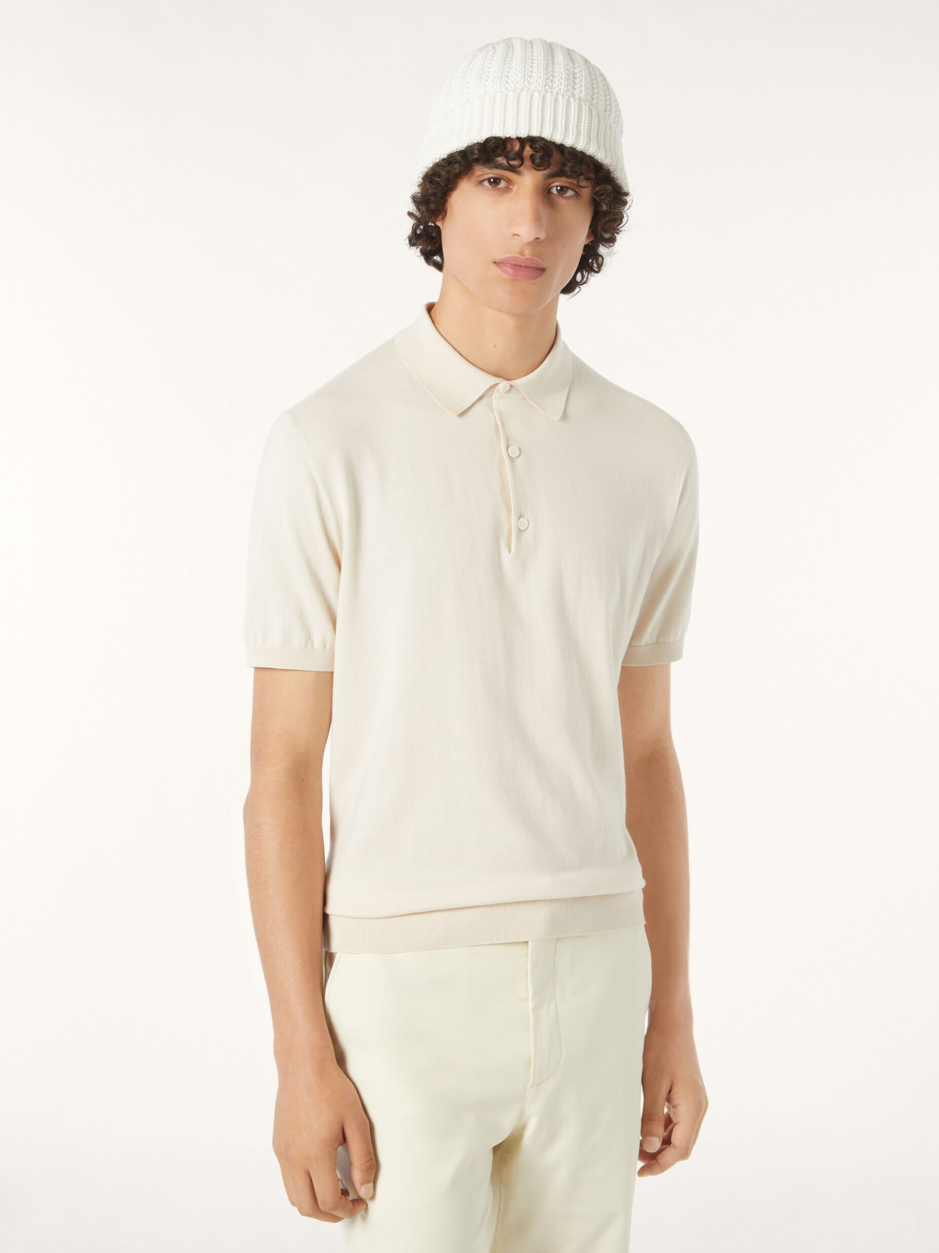 Men's ivory Loro Piana polo shirt