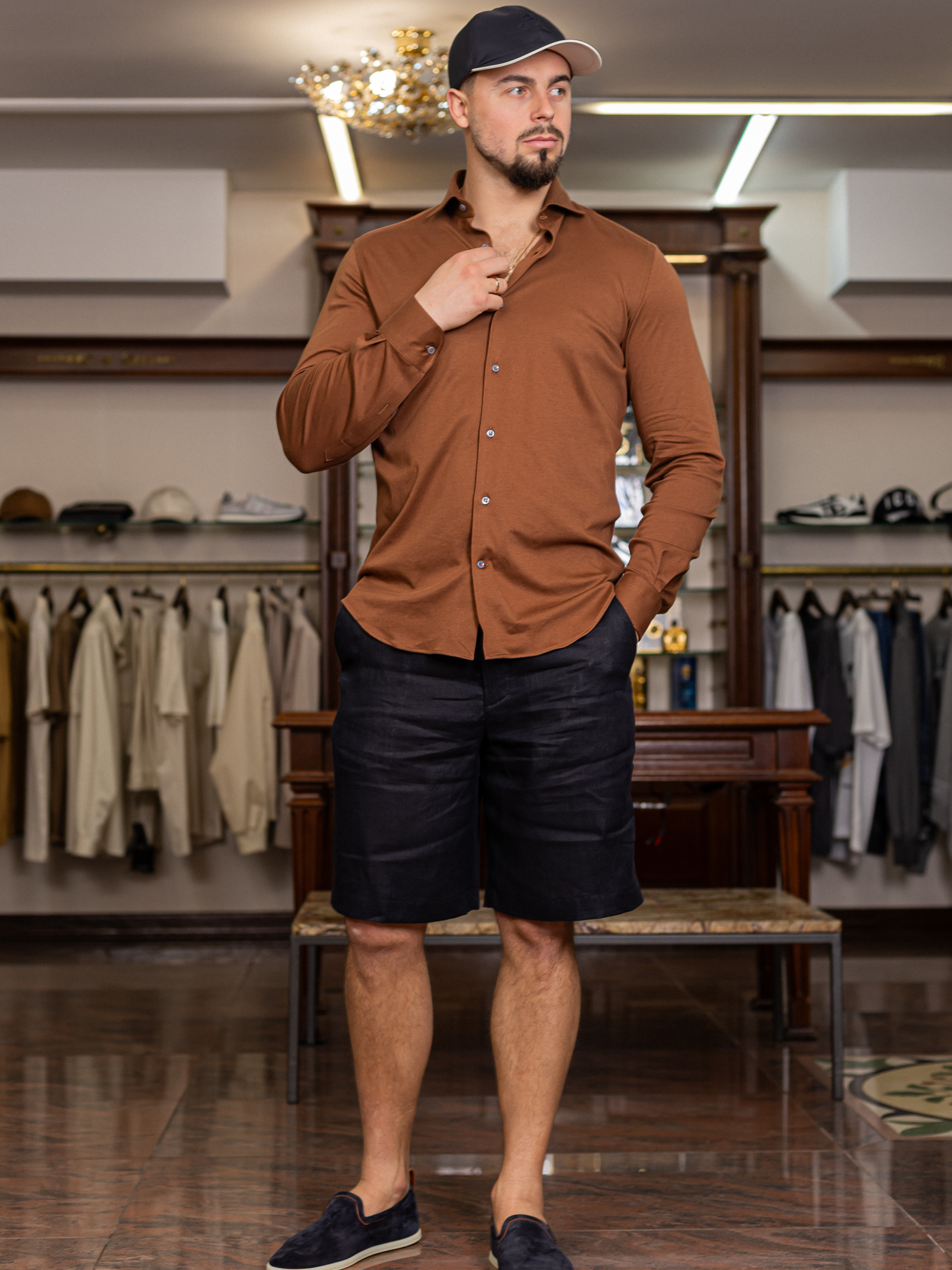 Men's navy blue Loro Piana Nolan Bermuda shorts