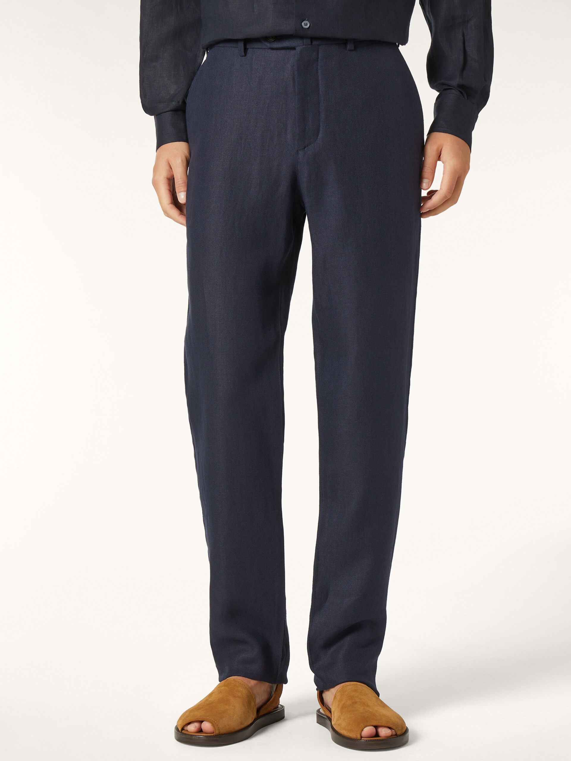 Men's navy blue Loro Piana Carlo straight-cut trousers