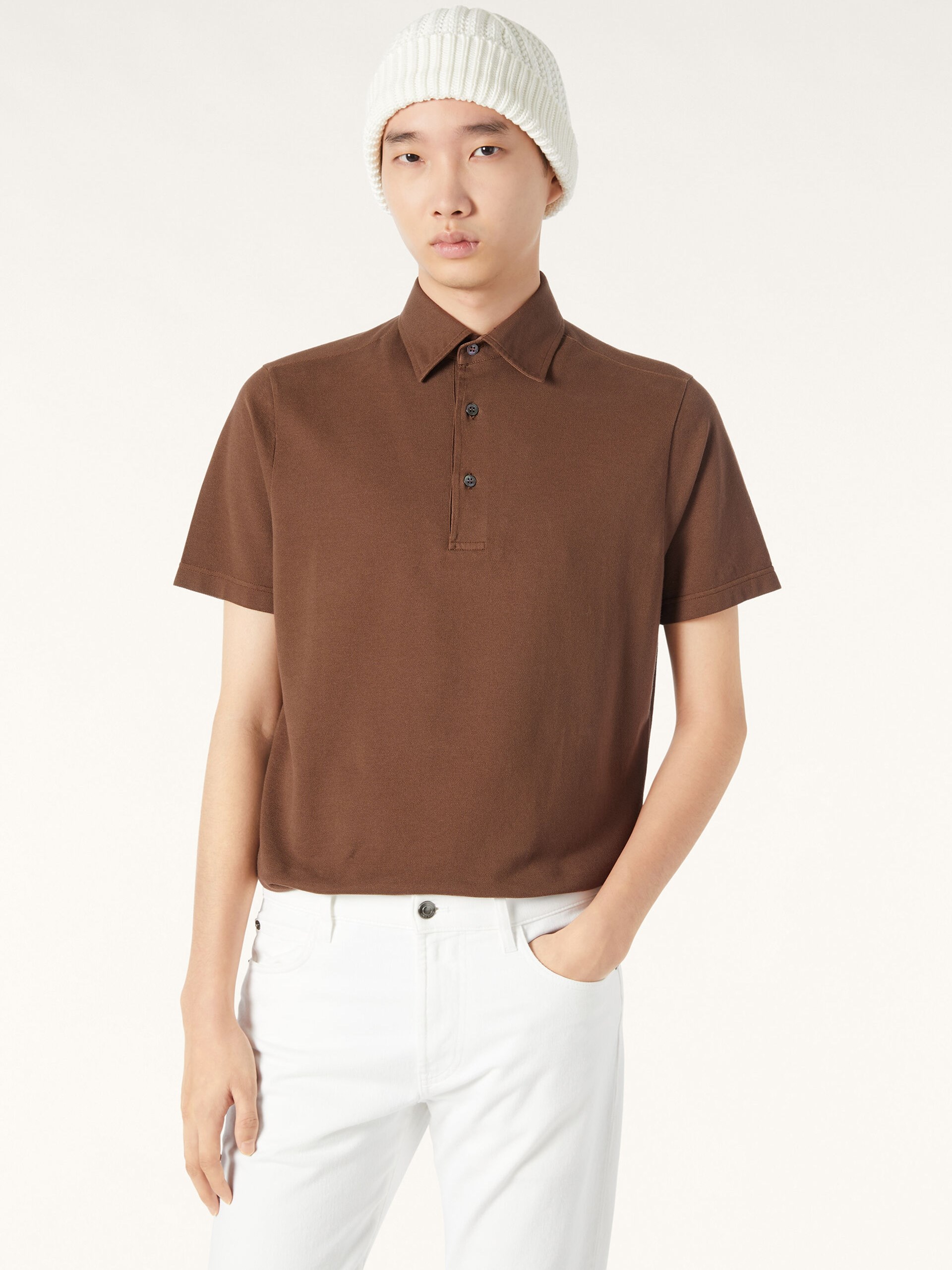 Men's brown Loro Piana polo shirt