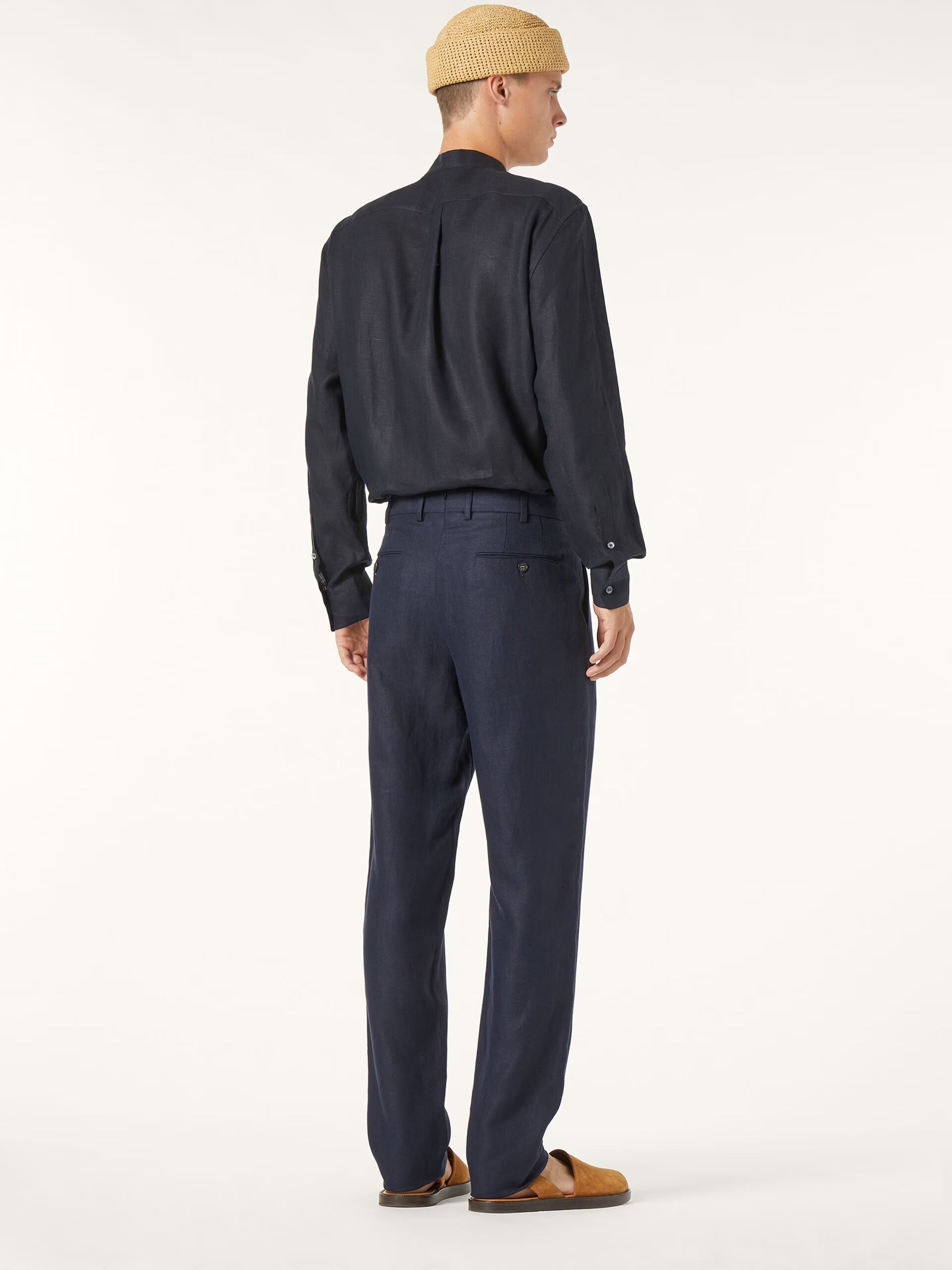 Men's navy blue Loro Piana Carlo straight-cut trousers