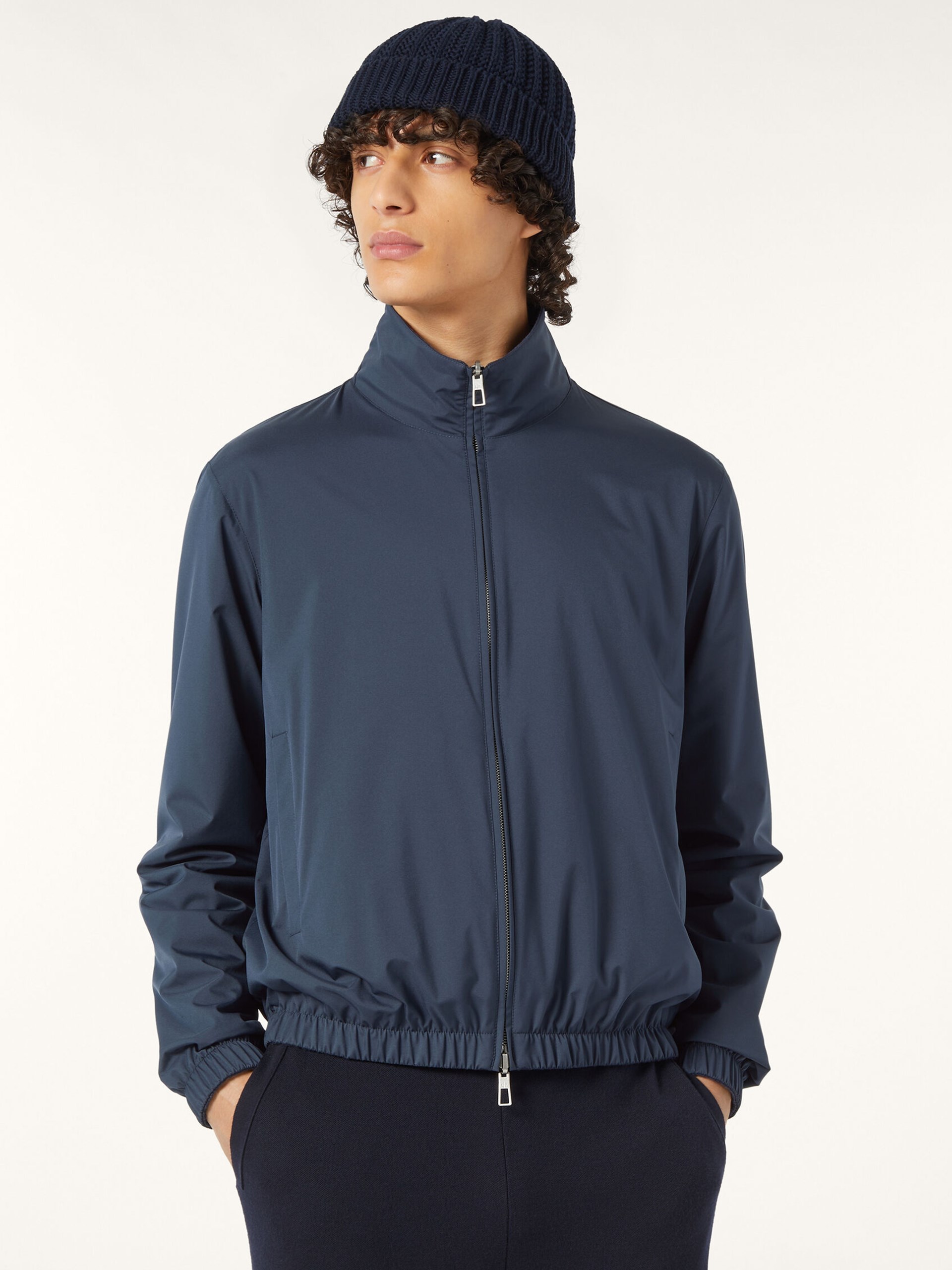 Loro Piana men's navy reversible bomber jacket with Storm System® treatment