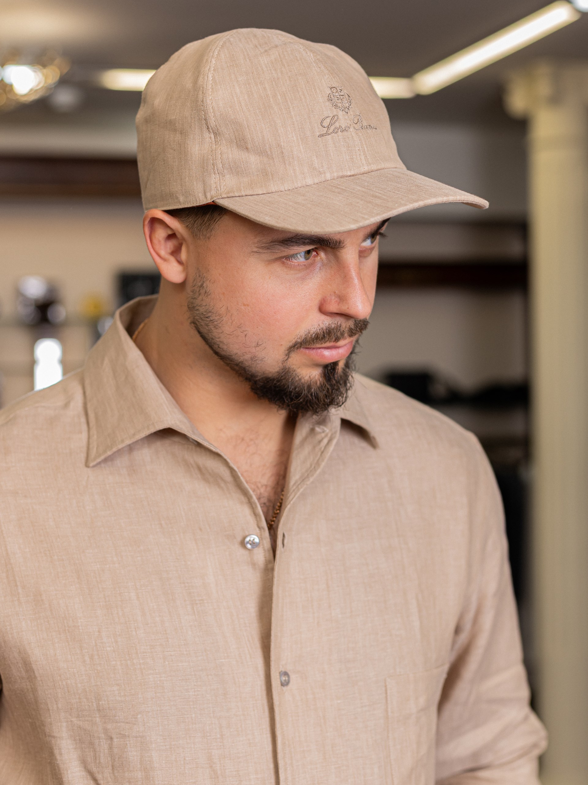Men's light beige Loro Piana linen cap