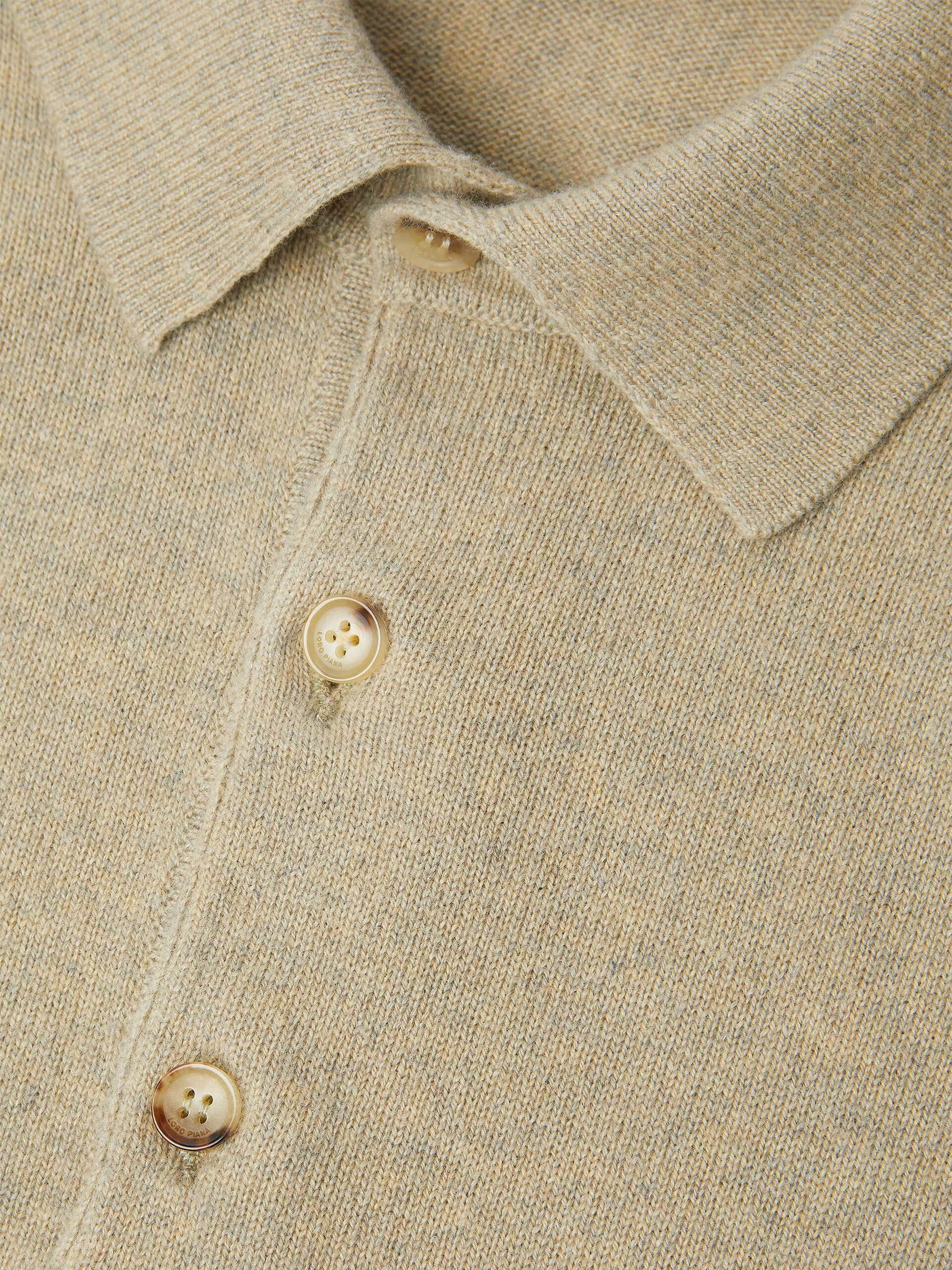 Men's beige Loro Piana Arona cashmere polo shirt