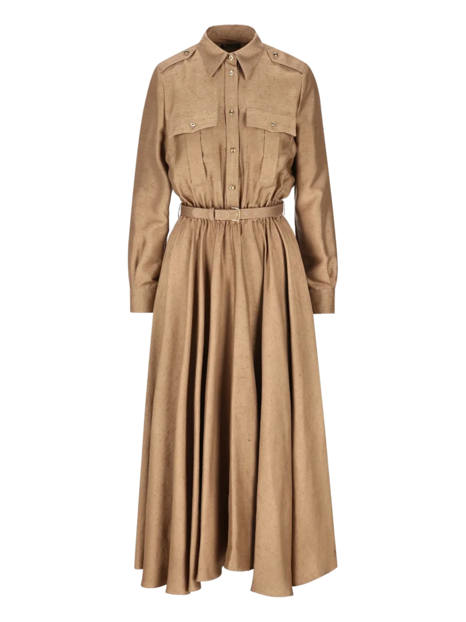 Loro Piana Lela beige silk midi dress