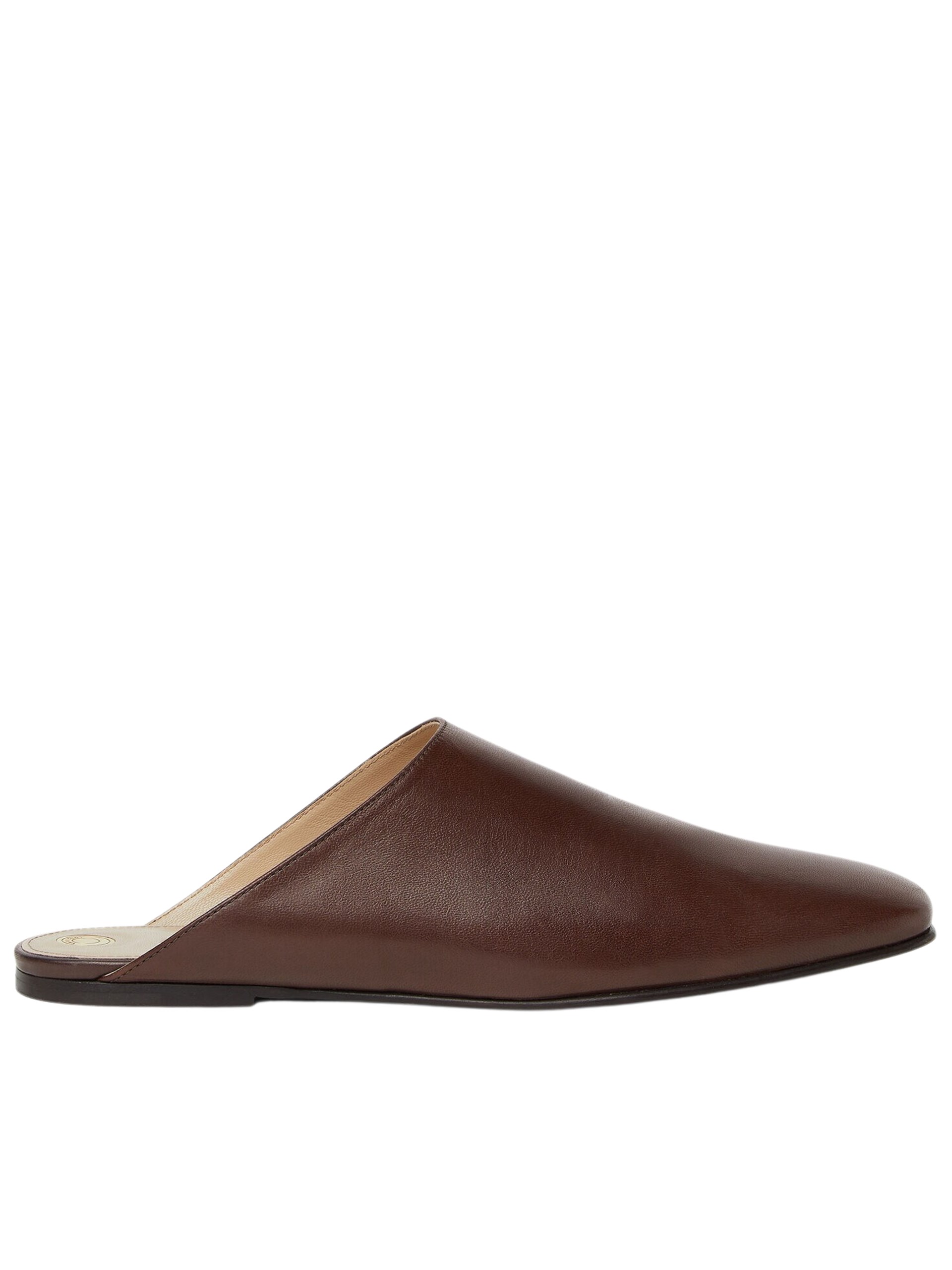 Loro Piana dark brown square toe mules