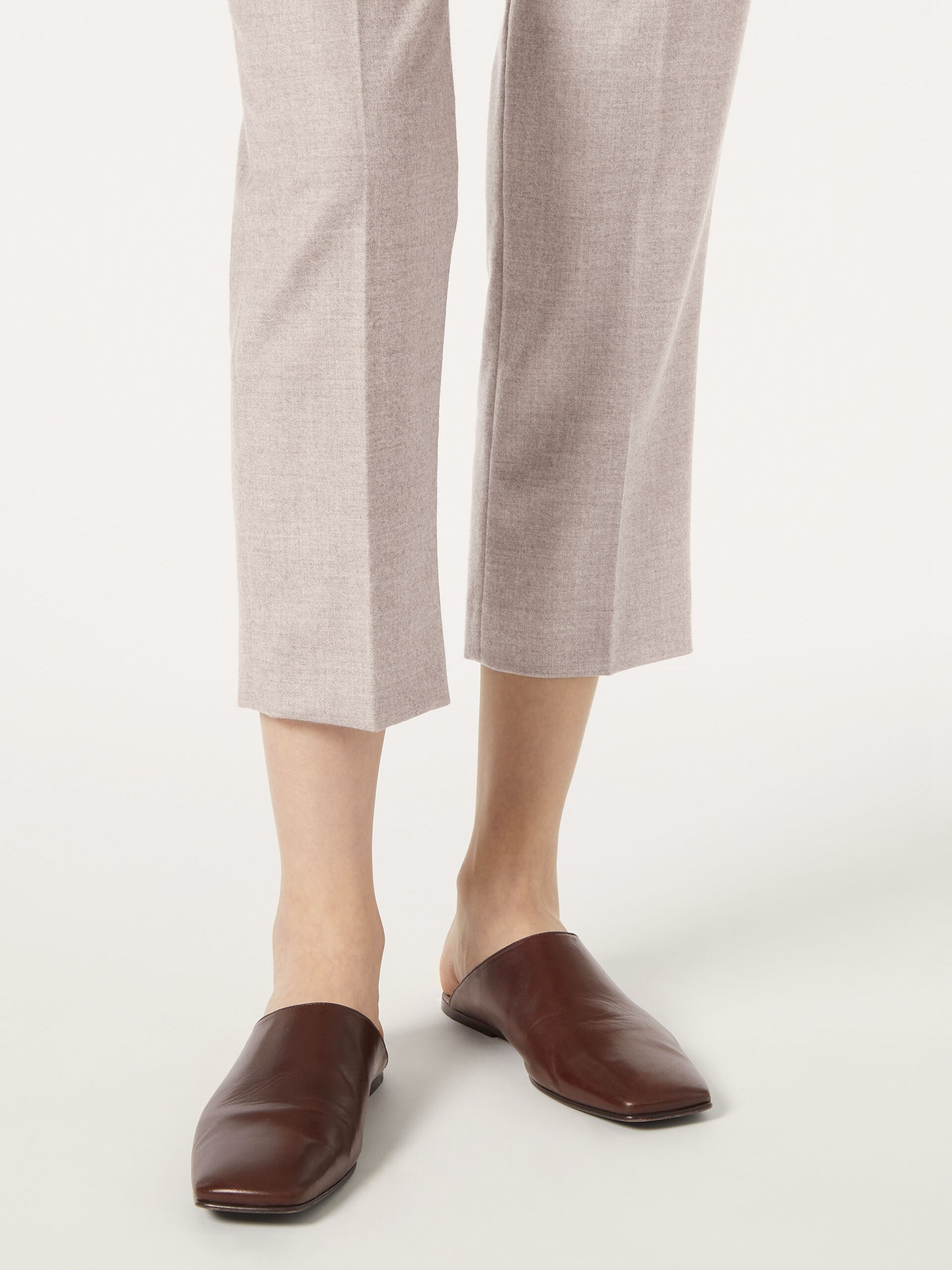 Loro Piana dark brown square toe mules
