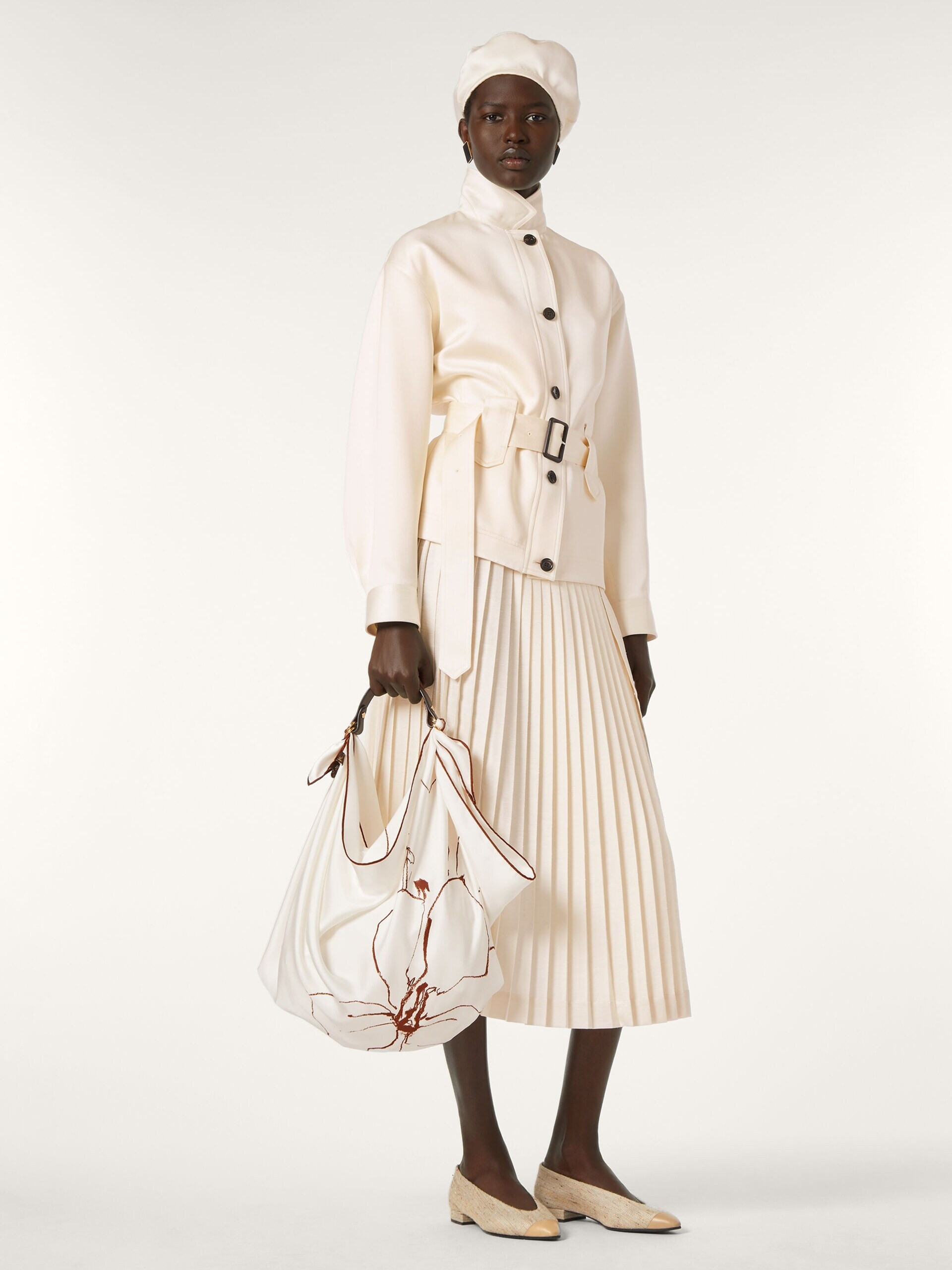 Loro Piana Janel milk pleated midi skirt