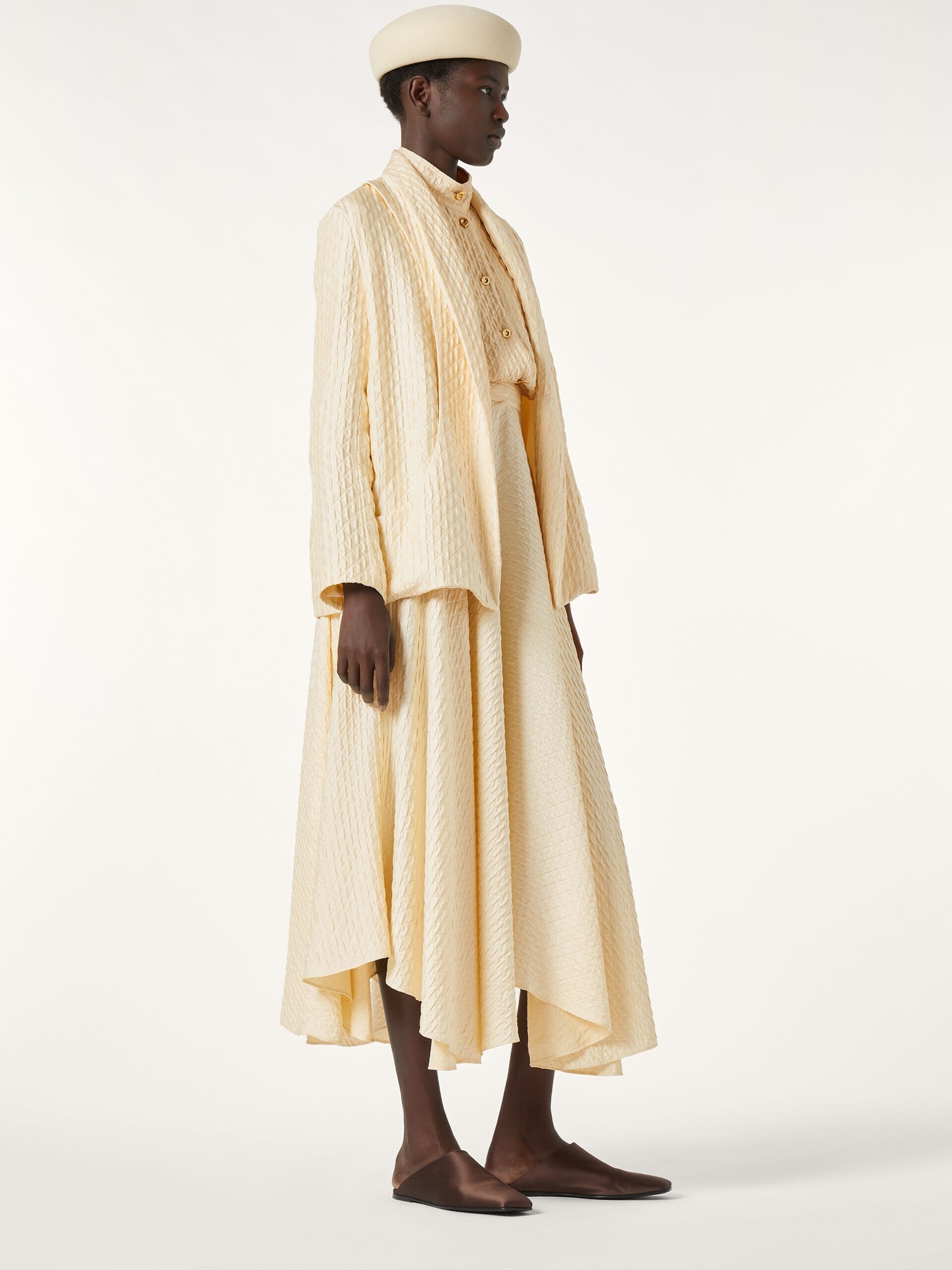 Ivory Loro Piana Elise silk asymmetric skirt