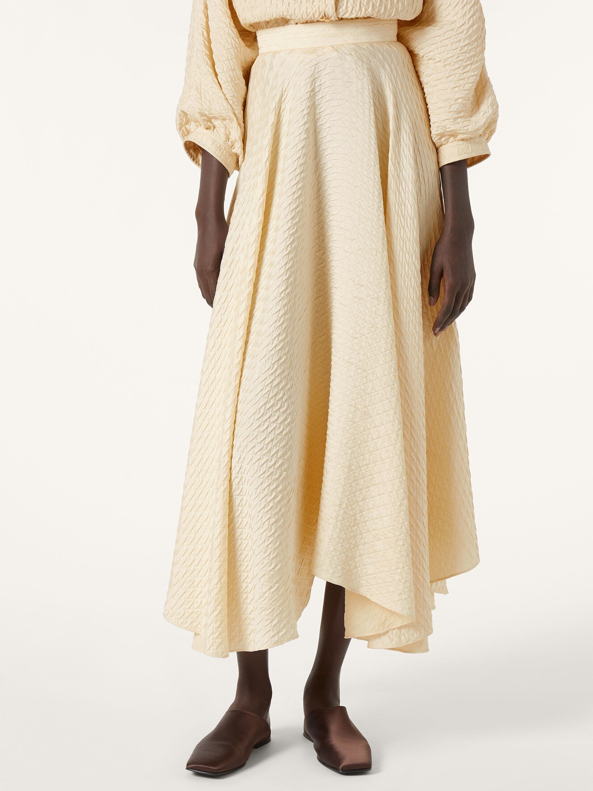 Ivory Loro Piana Elise silk asymmetric skirt