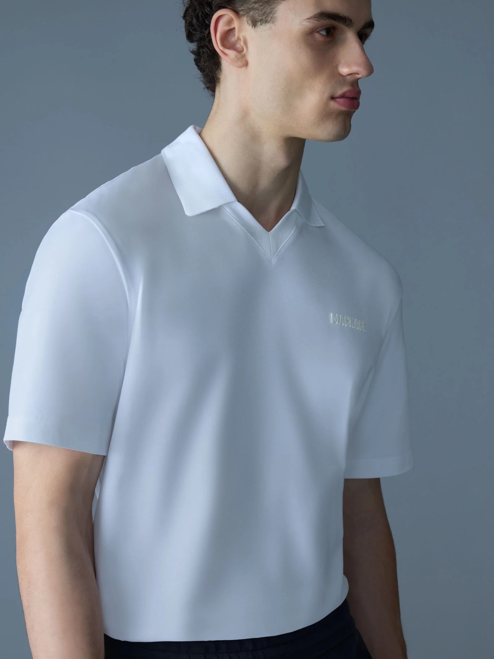 Mackage MARCO men's white cotton polo shirt