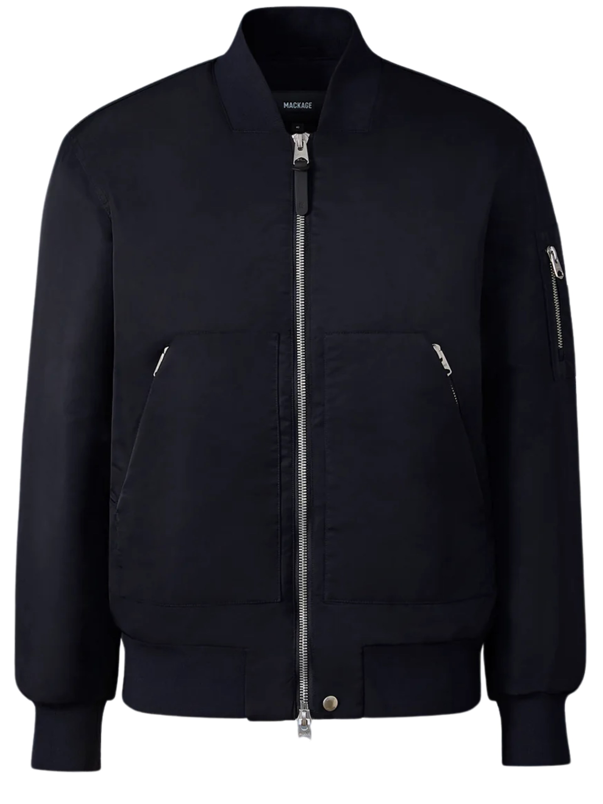 Mackage Emilio Men's Navy Satin Bomber Jacket