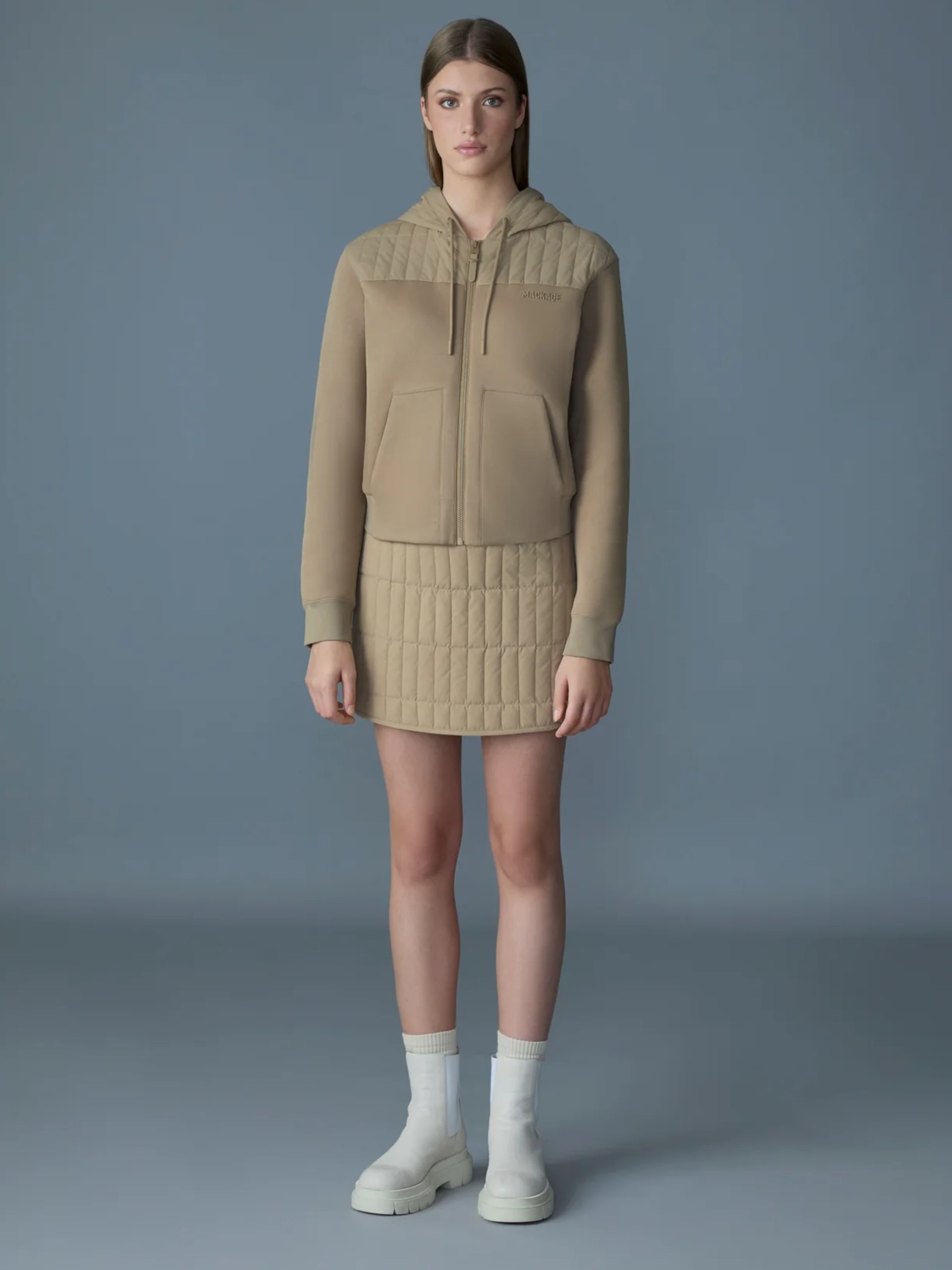 Dark beige Mackage SEQUOIA zip-up hoodie
