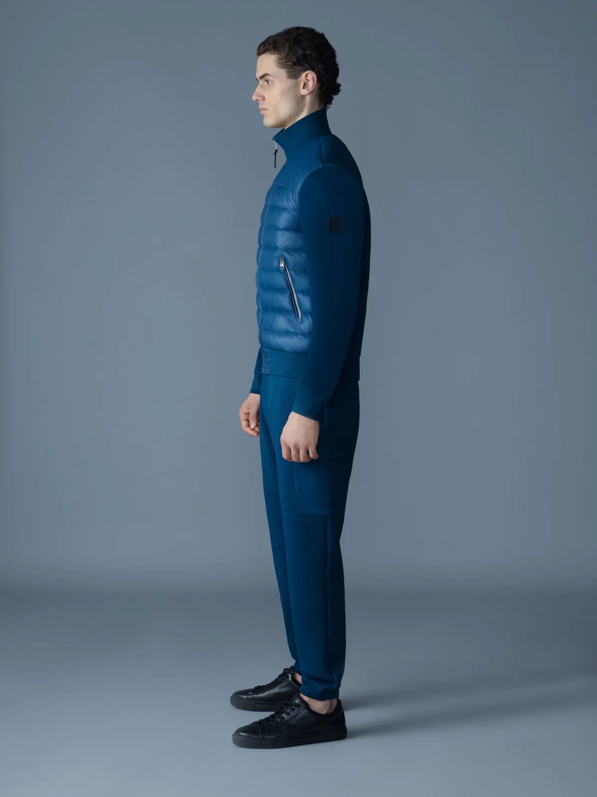 Men's blue Mackage Collin-R Nano Down bomber jacket
