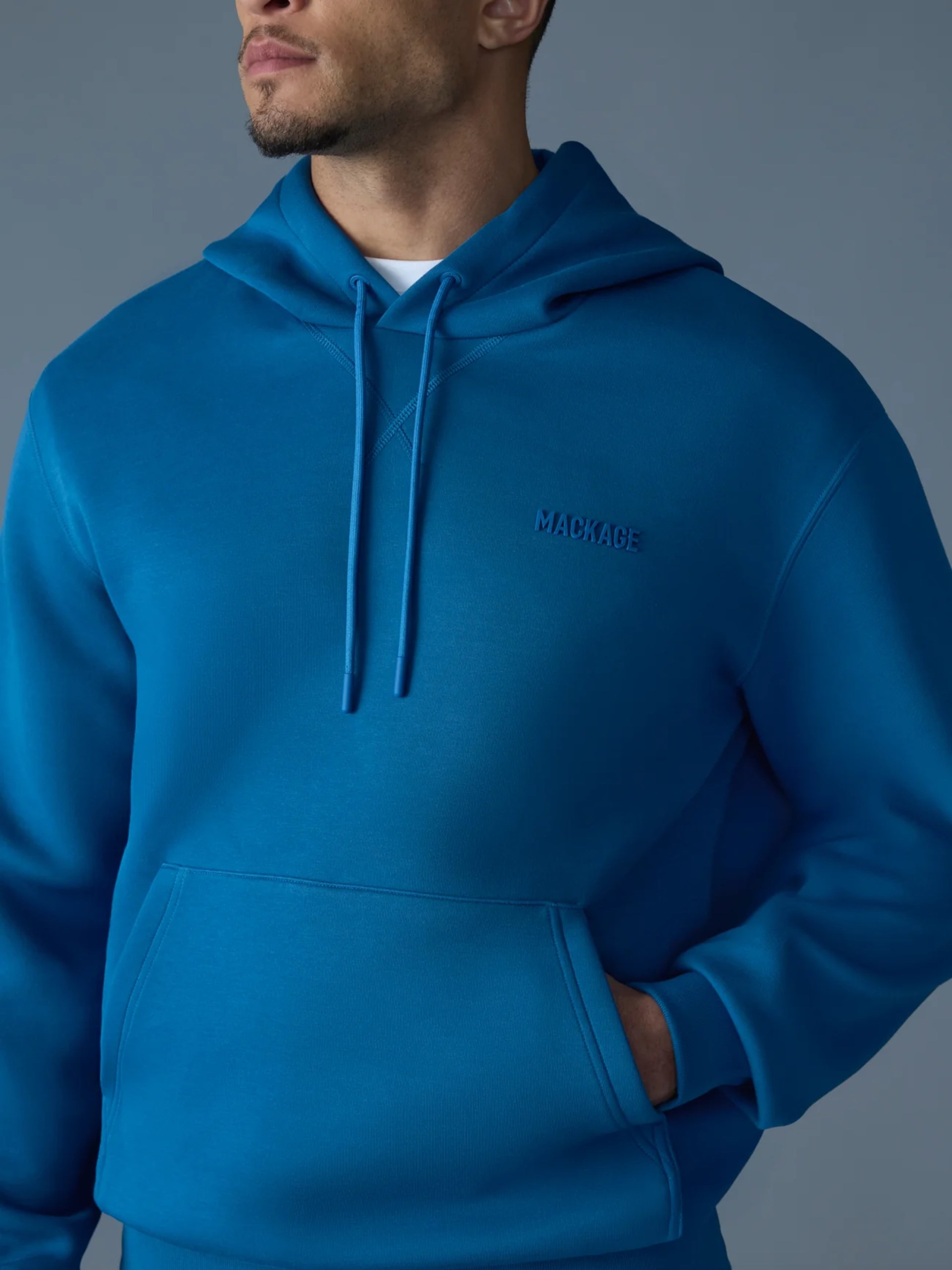 Чоловіче синє худі Mackage Krystian з логотипом