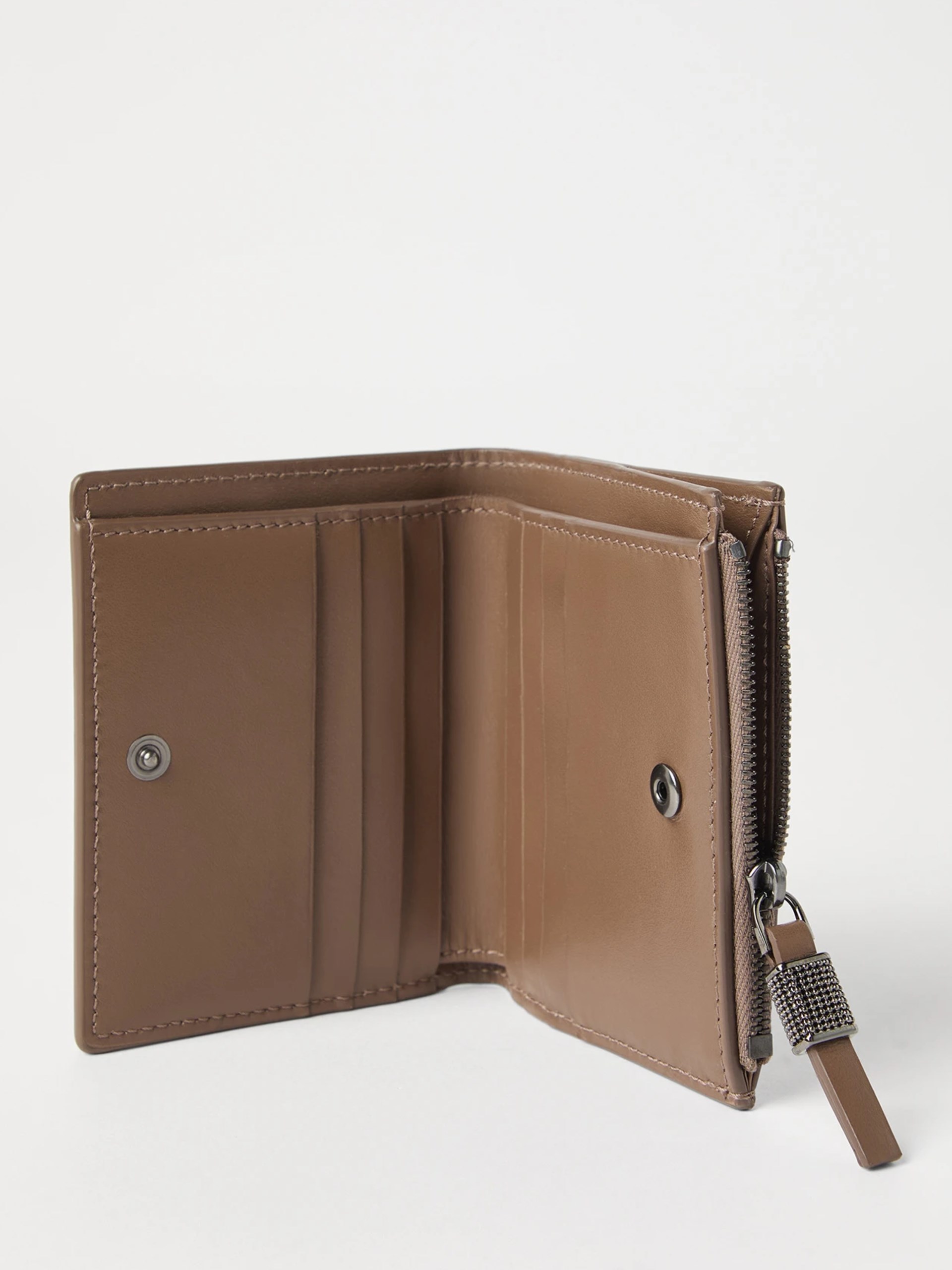 Brunello Cucinelli brown wallet with Monili decoration